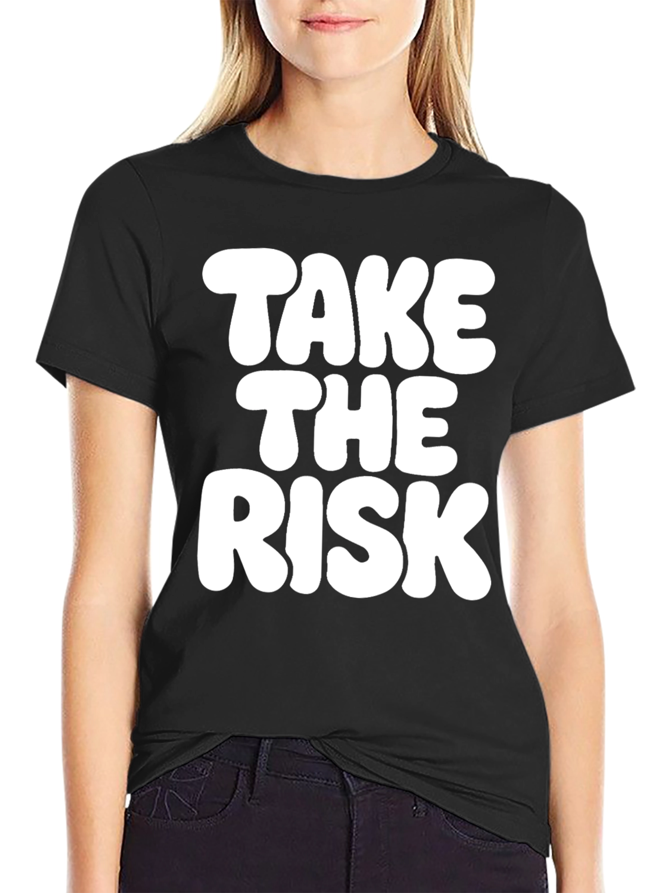 Black Take the Risk T-Shirt - Bold Graphic Tee view 2