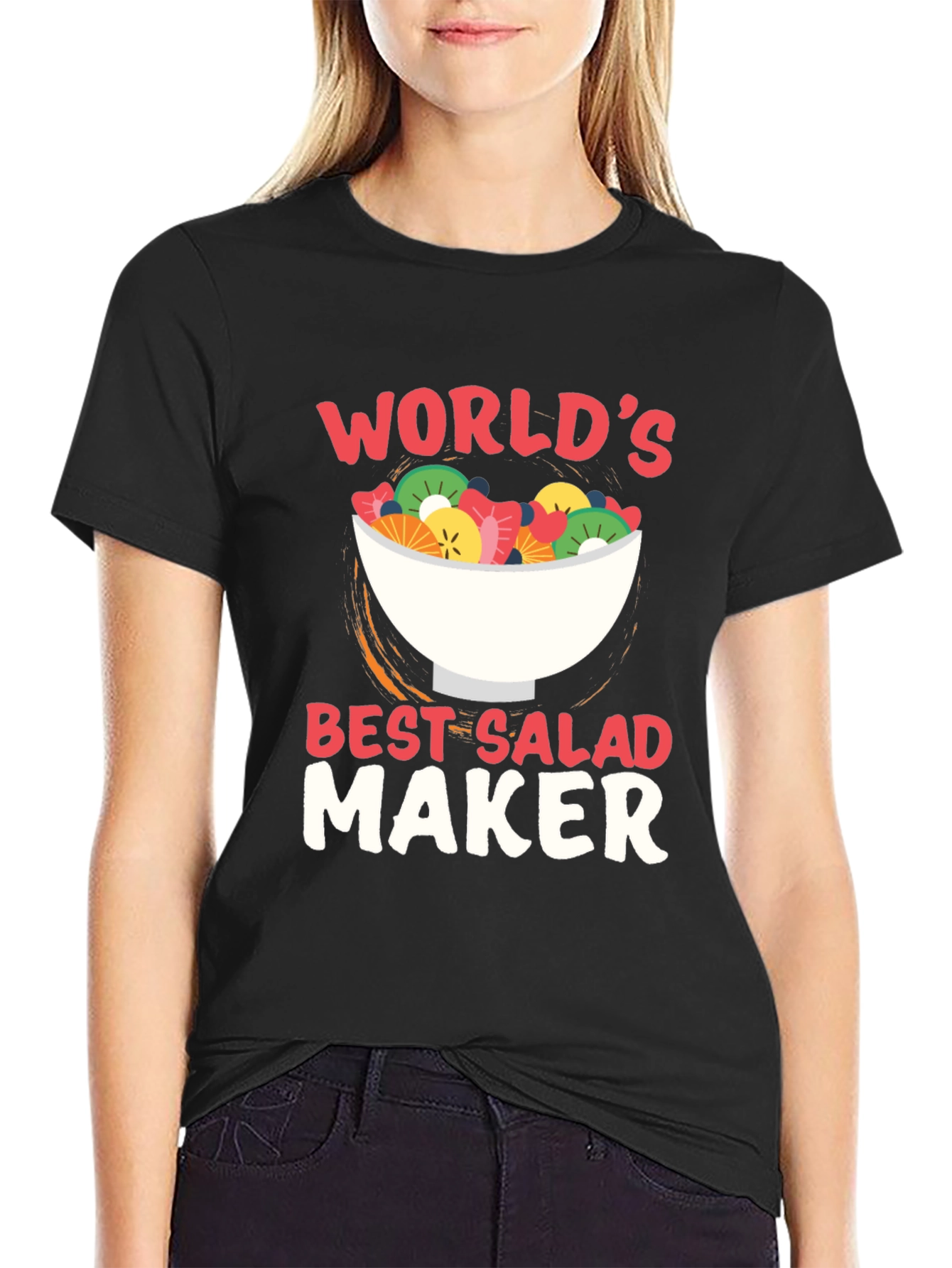 Black World's Best Salad Maker Graphic T-Shirt view 2