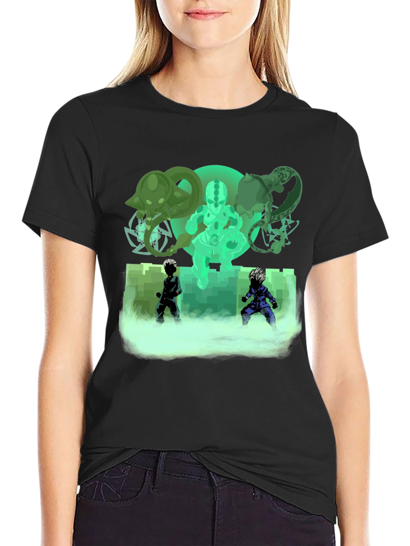 Black Anime Graphic Print Black T-Shirt view 2