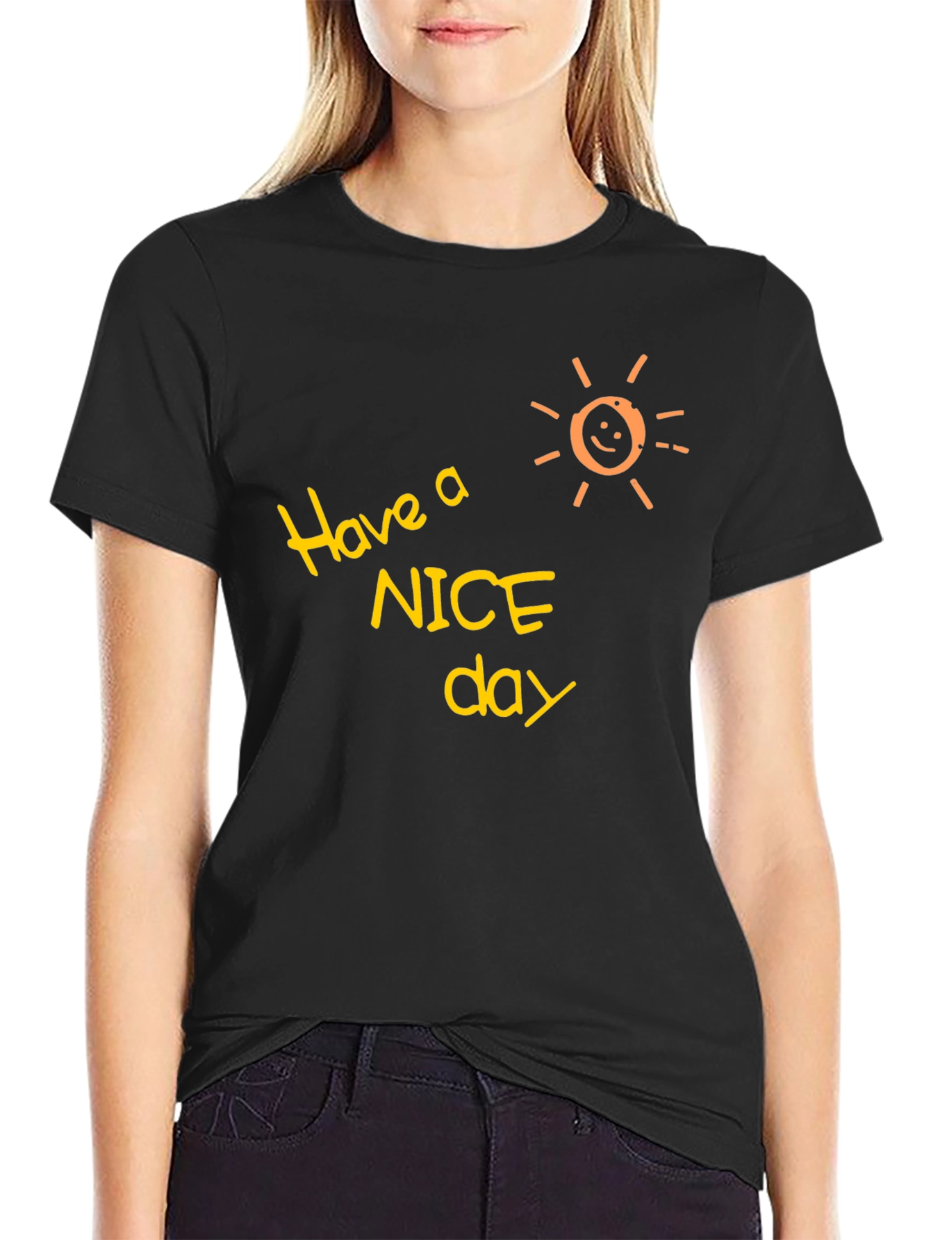 Black Have a Nice Day Black T-Shirt view 2