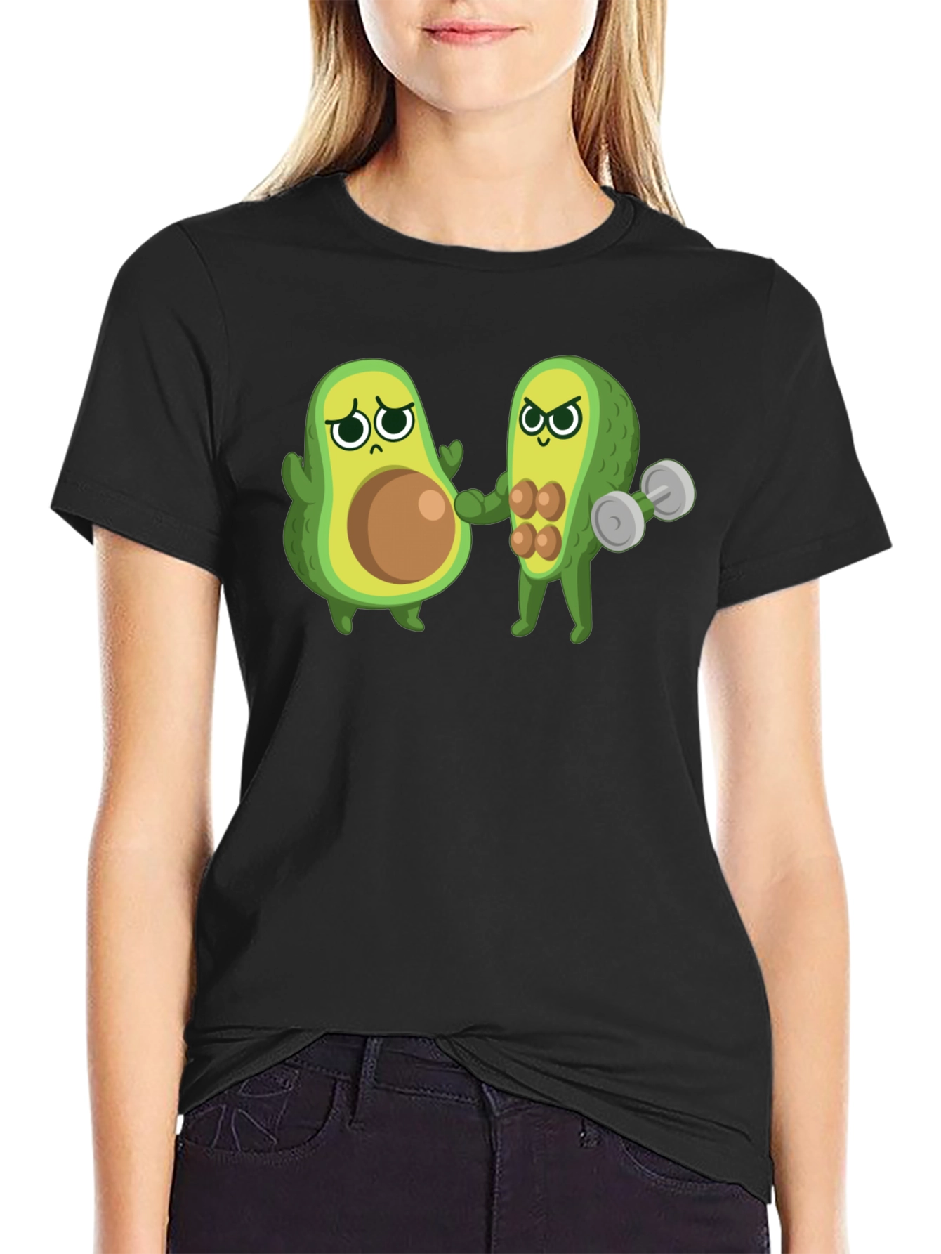 Black Funny Avocado Gym T-Shirt - Black view 2