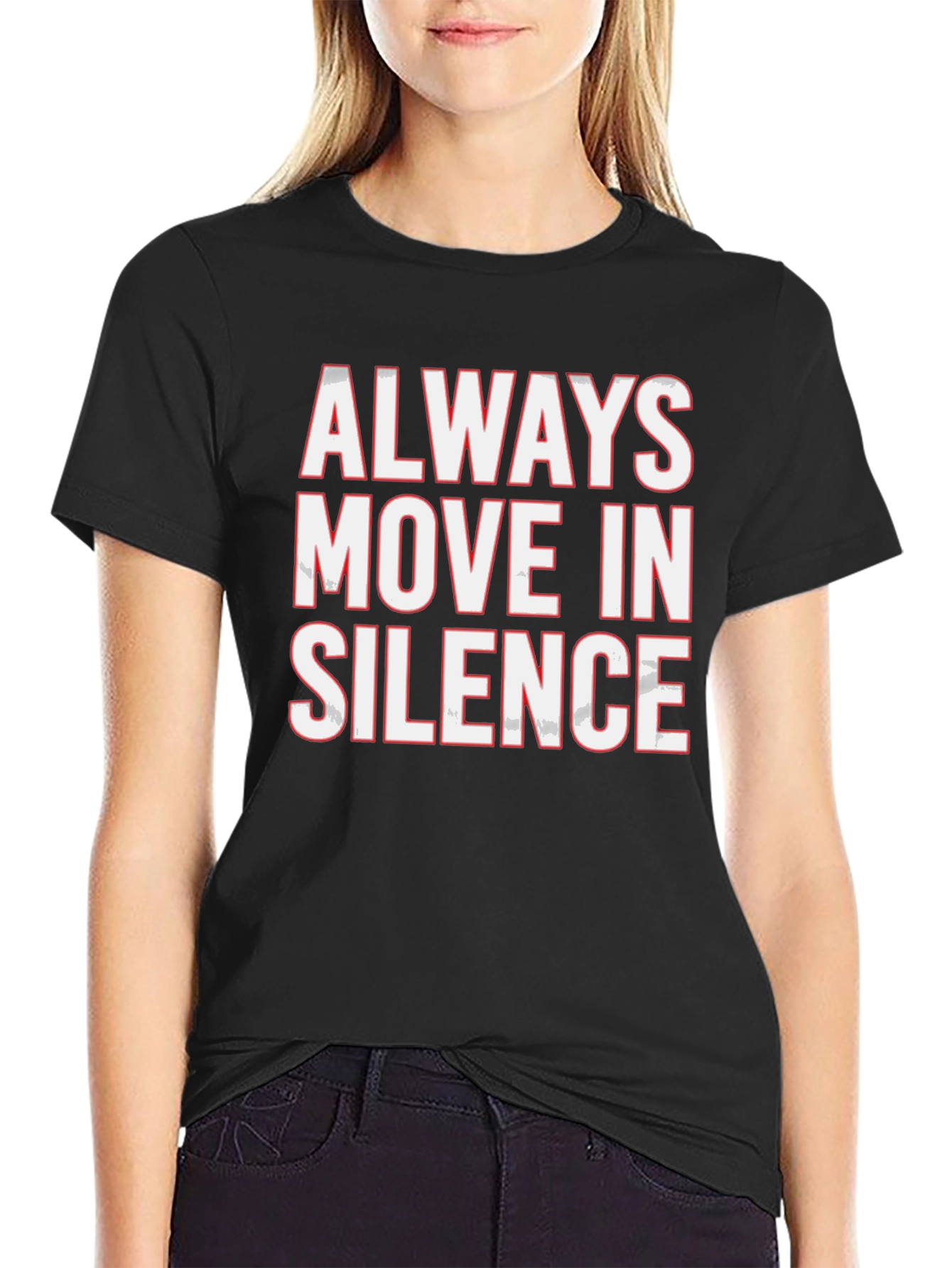 Black Always Move in Silence Graphic Tee view 2