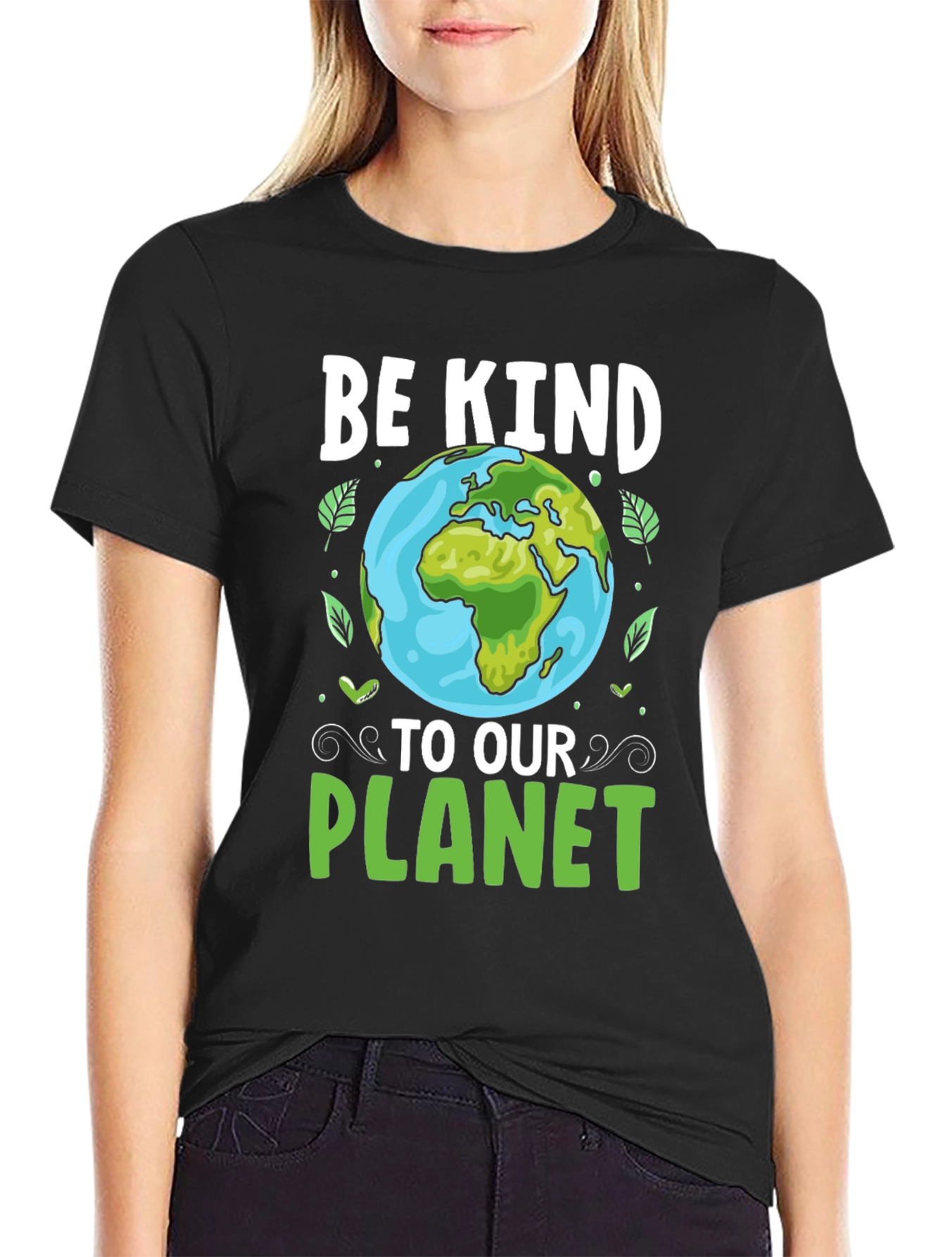 Black Be Kind To Our Planet Graphic Tee view 2