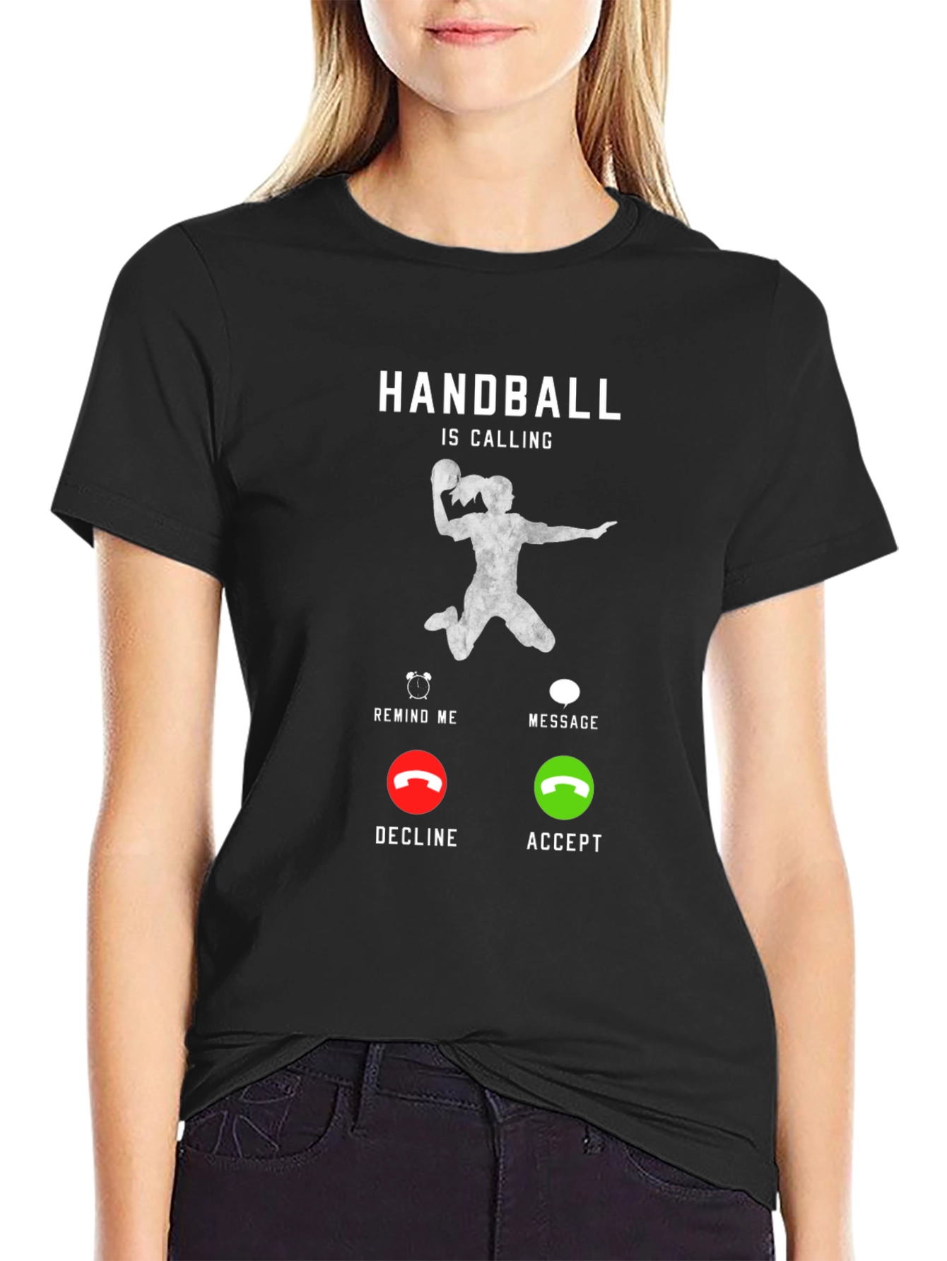 Black Handball is Calling T-Shirt - Funny Sport Design view 2