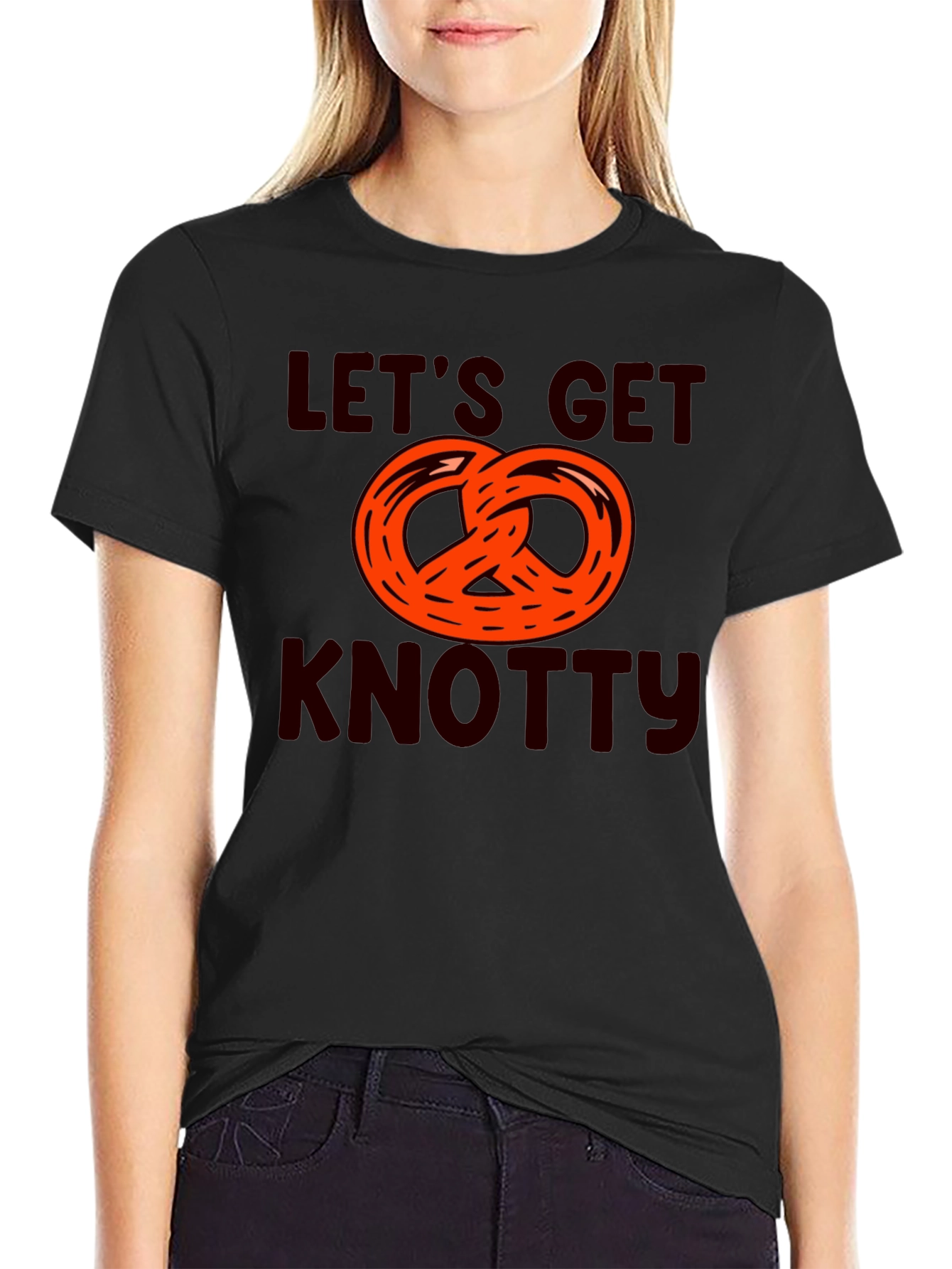 Black Let's Get Knotty Pretzel Graphic T-Shirt view 2