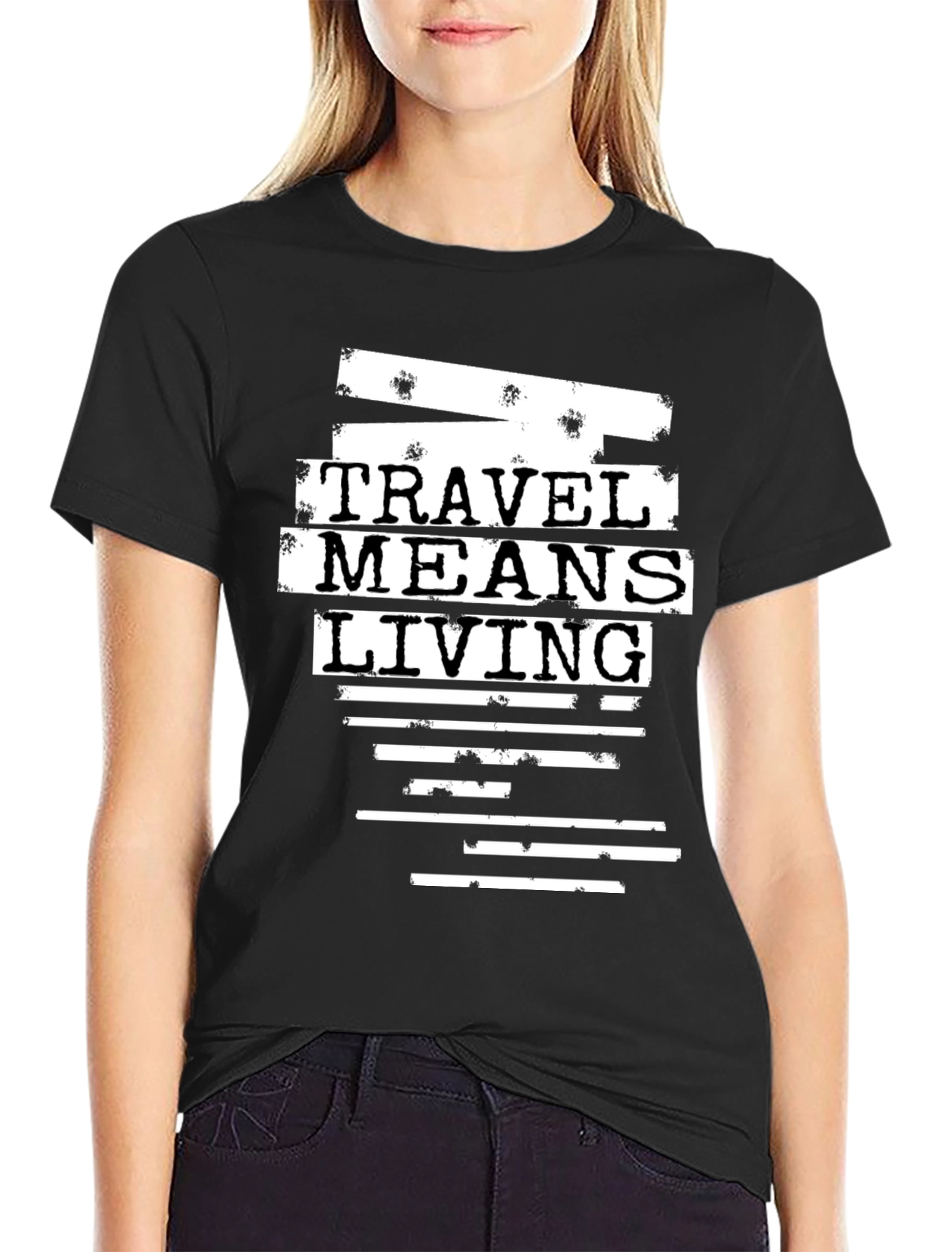 Black Travel Means Living Graphic T-Shirt view 2