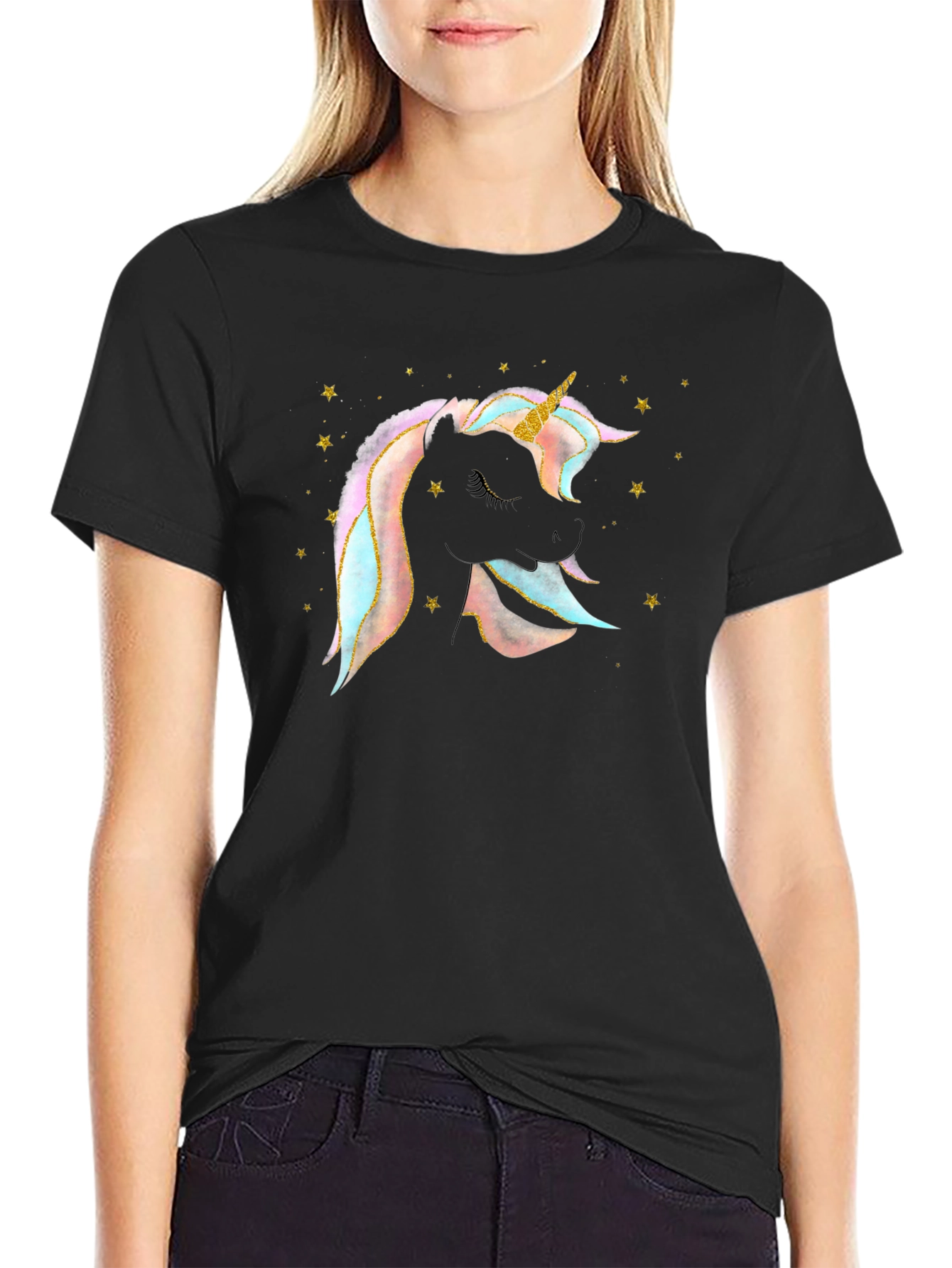 Black Unicorn Graphic Tee - Stylish Black T-Shirt view 2