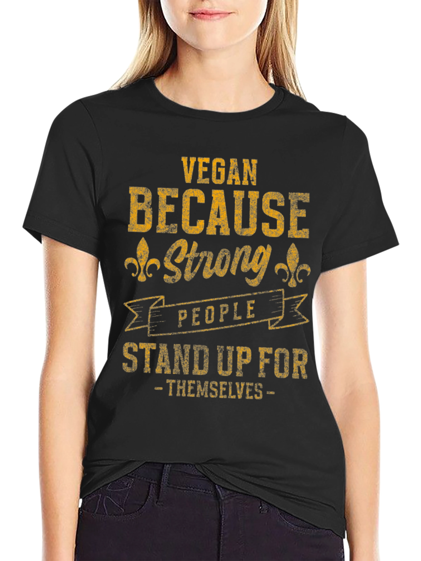 Black Vegan Strong People T-Shirt view 2