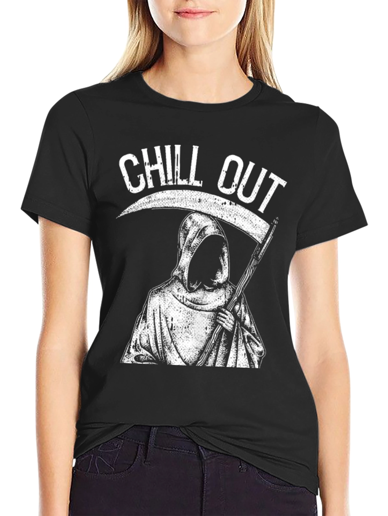 Black Chill Out Grim Reaper T-Shirt - Black view 2