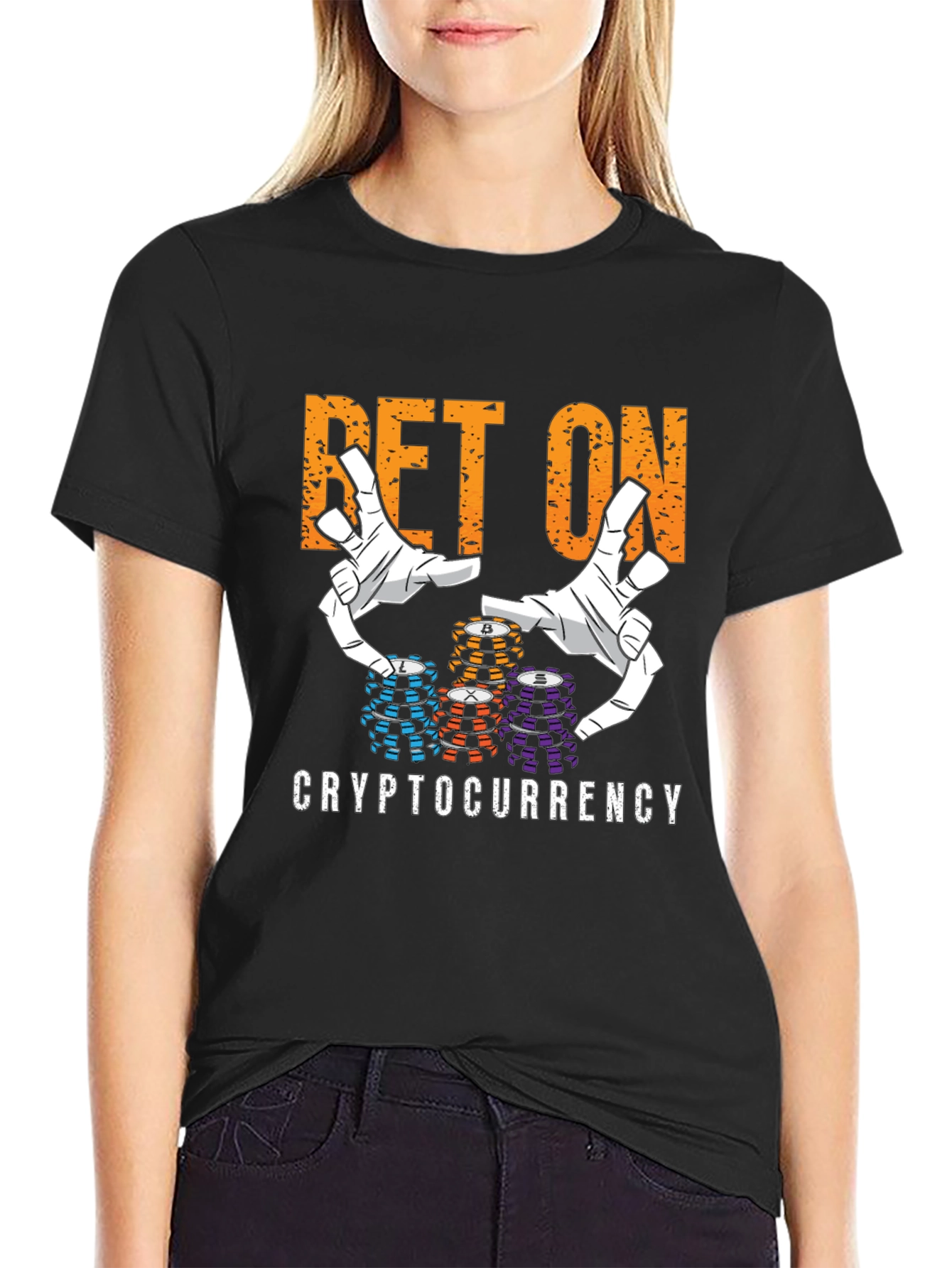 Black Bet On Cryptocurrency T-Shirt view 2