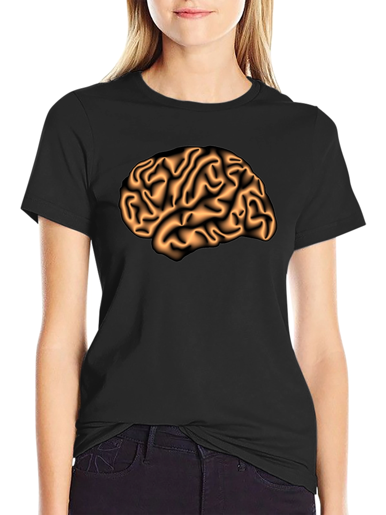Black Brain Graphic Print Black T-Shirt view 2
