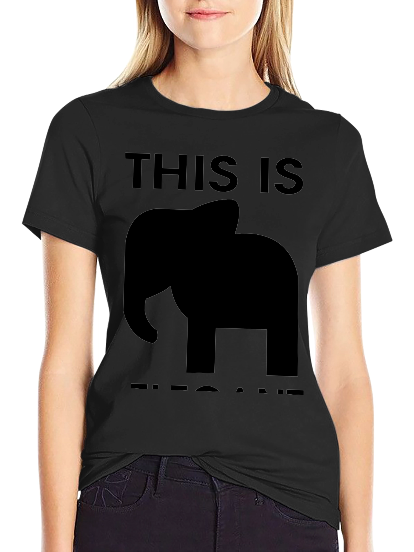 Black Elephant Pun Graphic Tee - This is ELEPHANT view 2