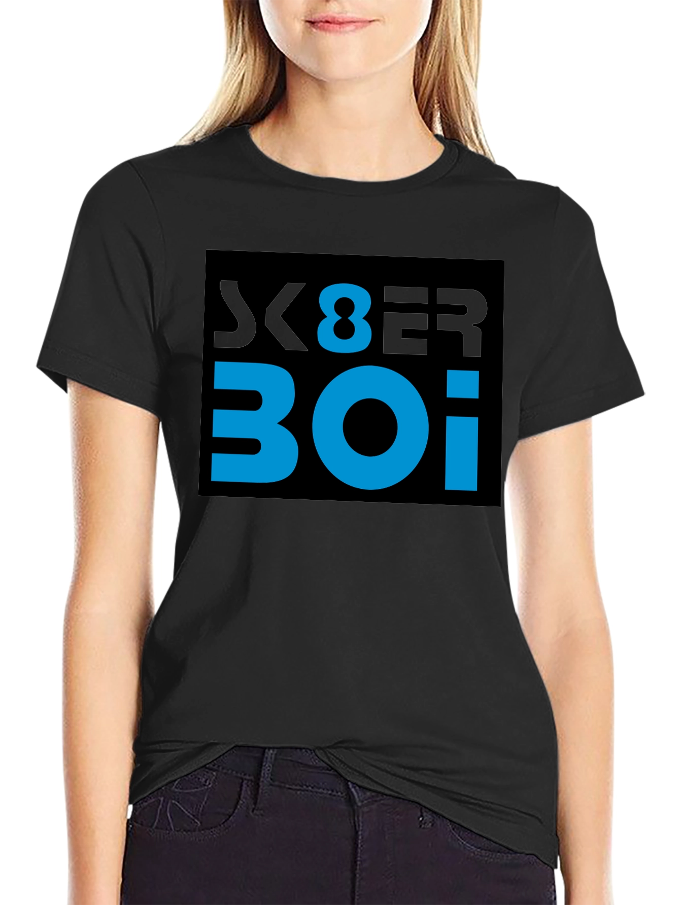 Black Cyber Boi Graphic Tee - Black Cotton T-Shirt view 2