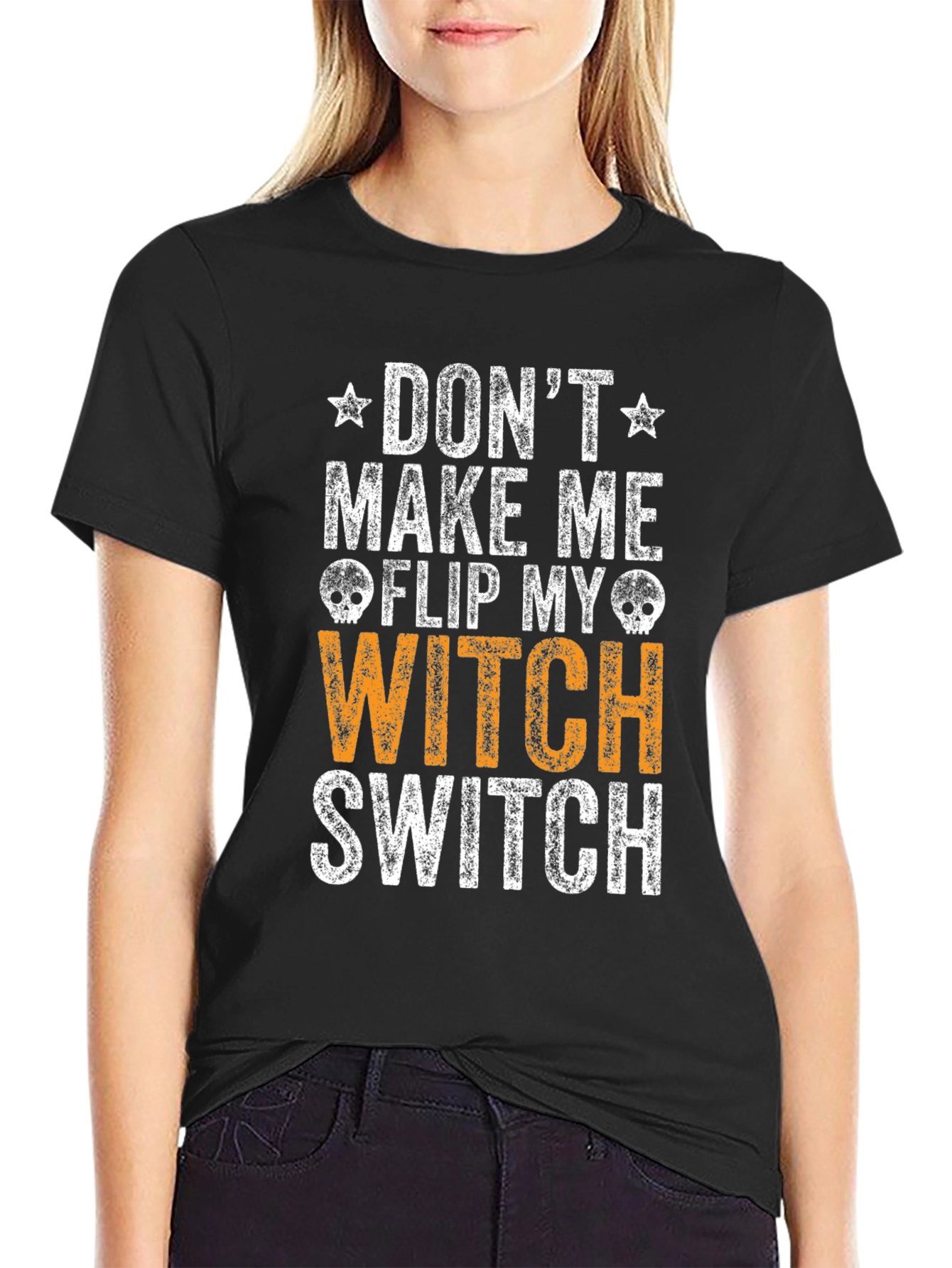 Black Don't Make Me Flip My Witch Switch T-Shirt view 2