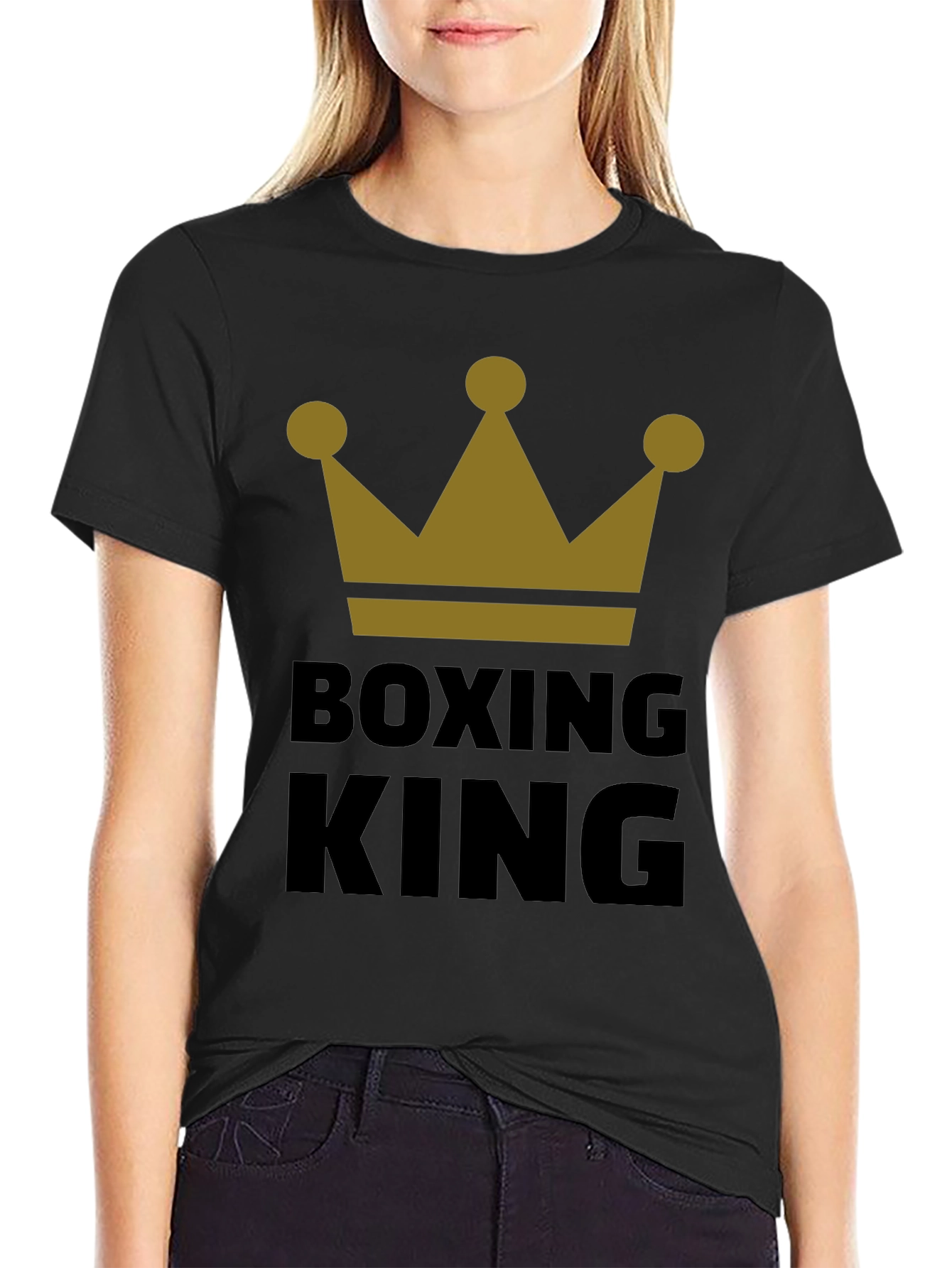 Black Boxing King Crown Graphic Tee - Black view 2