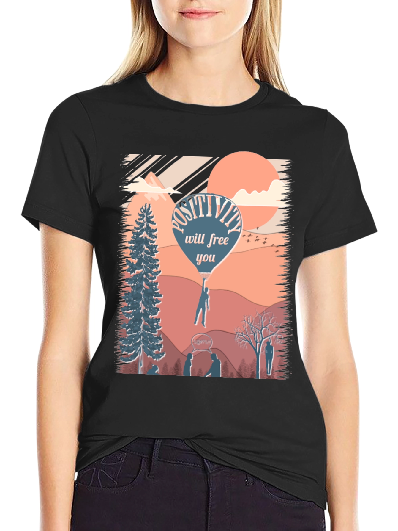 Black Positivity T-Shirt - Inspirational Design view 2