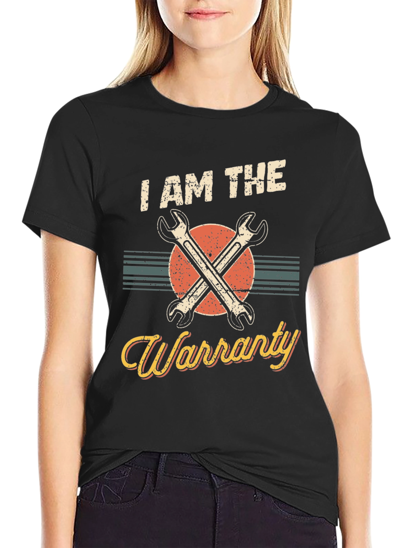 Black I AM THE Warranty Mechanic Graphic T-Shirt view 2