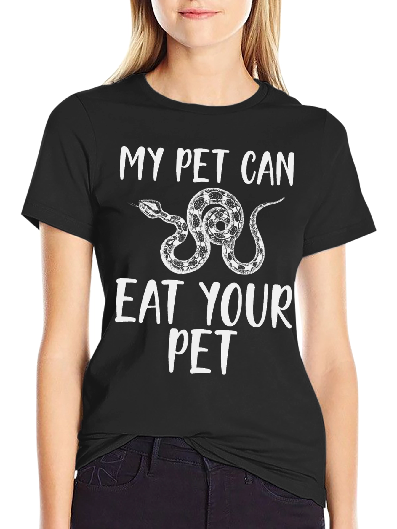 Black My Pet Can Eat Your Pet Graphic Tee view 2