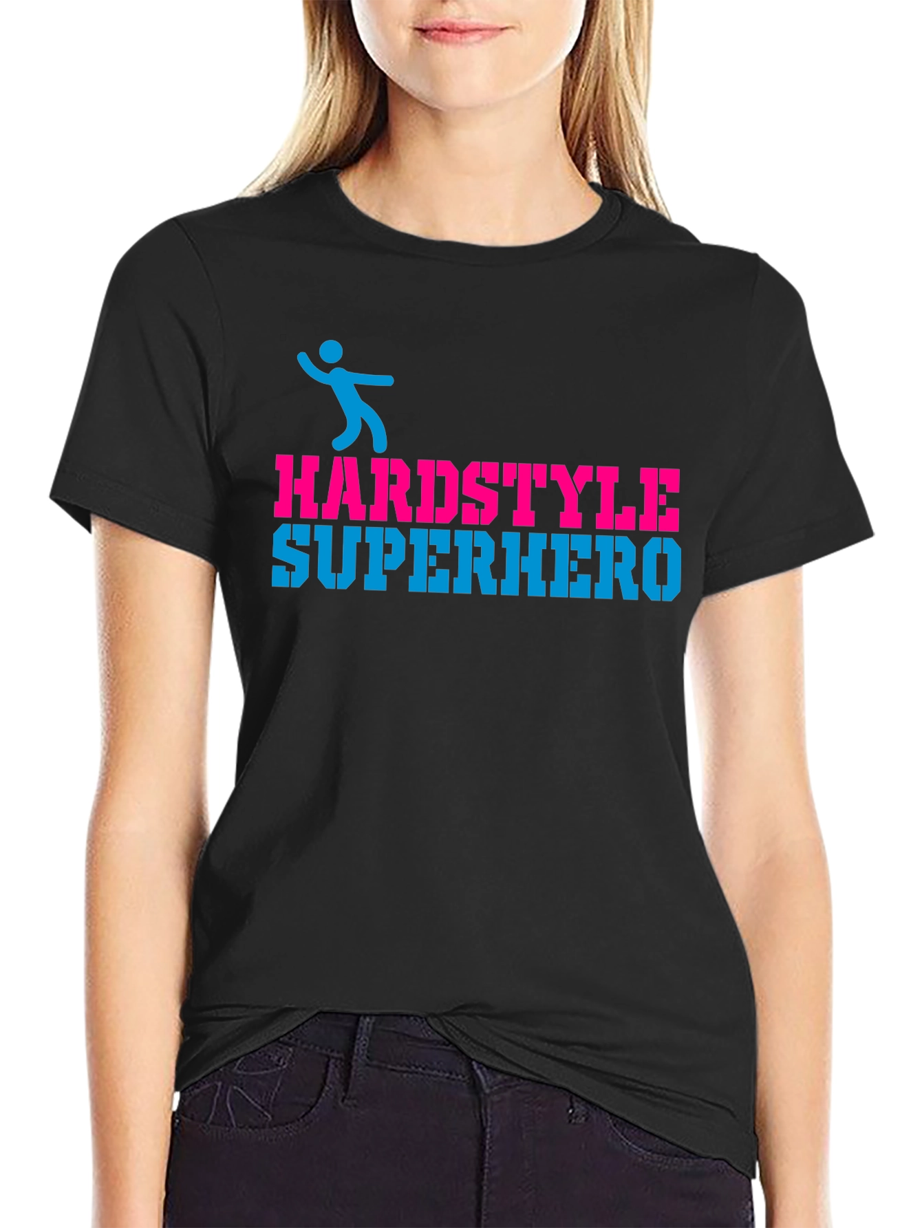 Black Hardstyle Superhero Black Graphic T-Shirt view 2