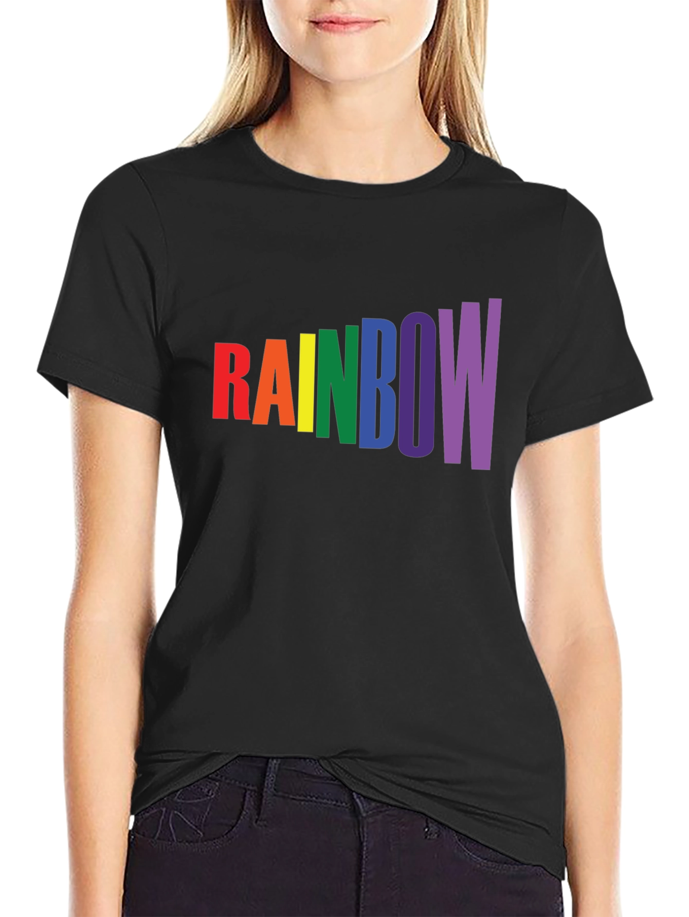 Black Rainbow Pride T-Shirt - Bold Colorful Design view 2