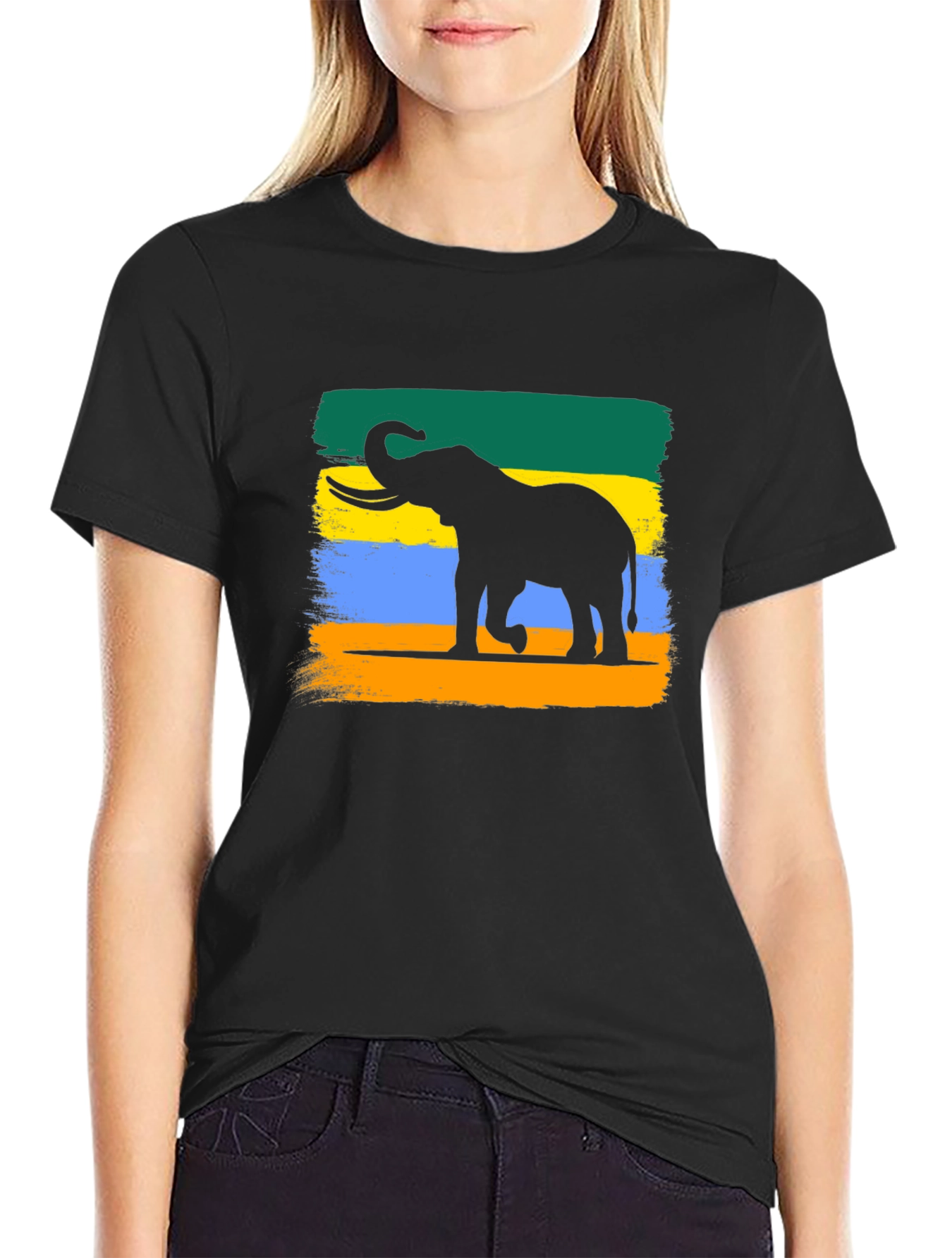Black Elephant Silhouette T-Shirt view 2