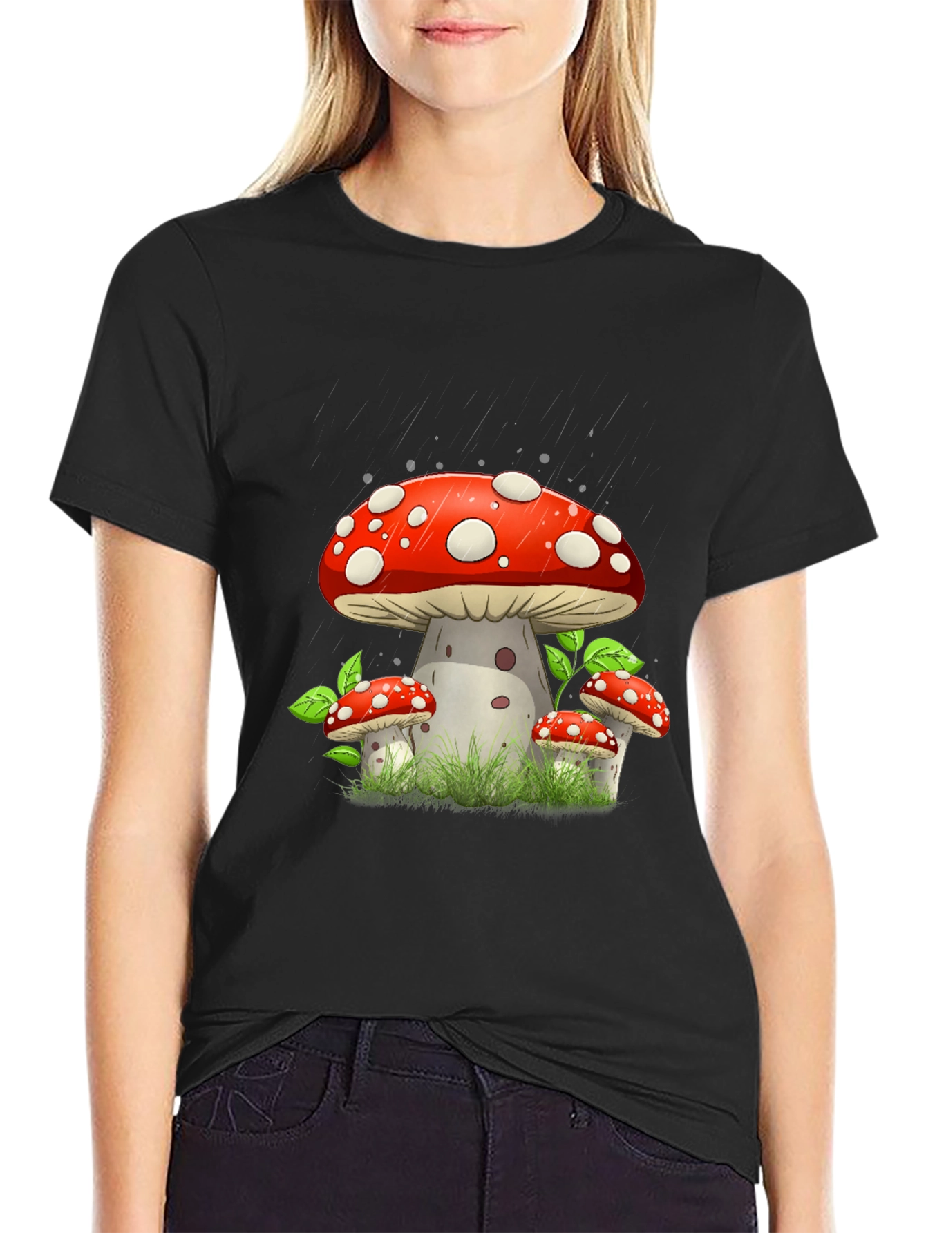 Black Mushroom Graphic Tee - Funky Style view 2