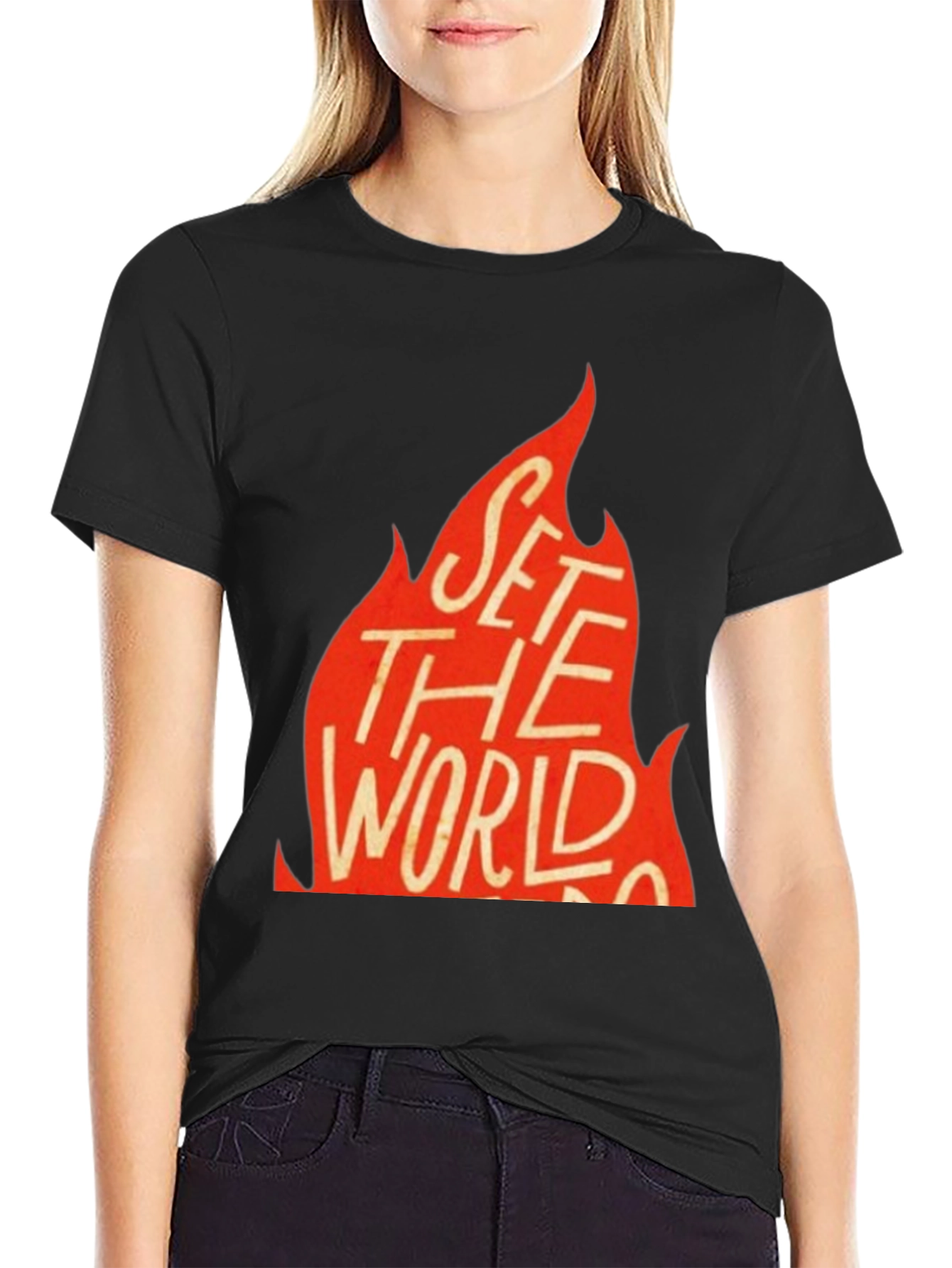 Black Set the World on Fire Graphic Tee - Black view 2