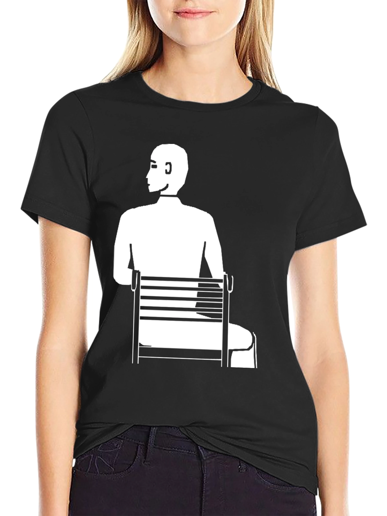 Black Man Sitting T-Shirt - Unique Graphic Tee view 2