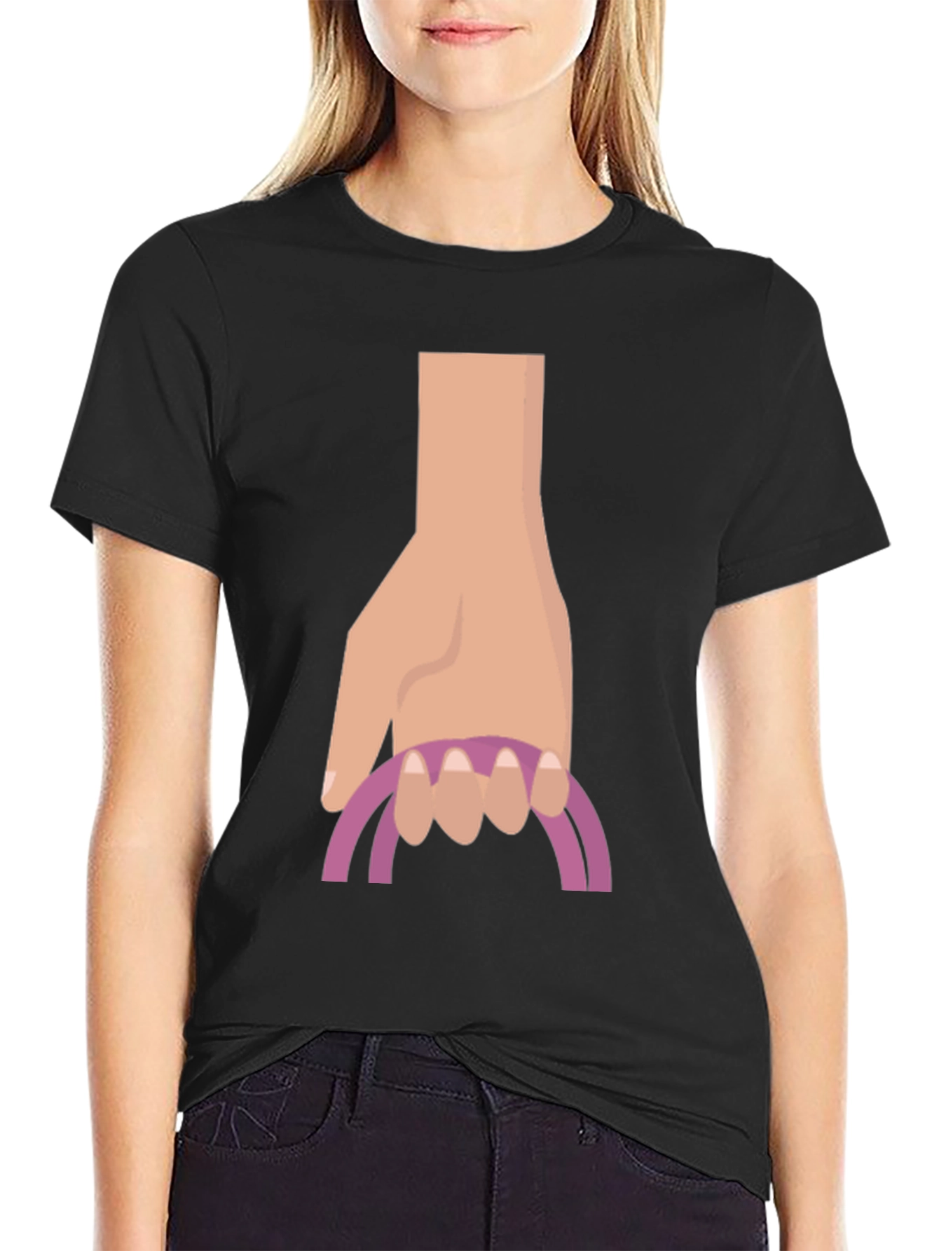 Black Hand Drawn Graphic Tee - Unique Novelty Design view 2