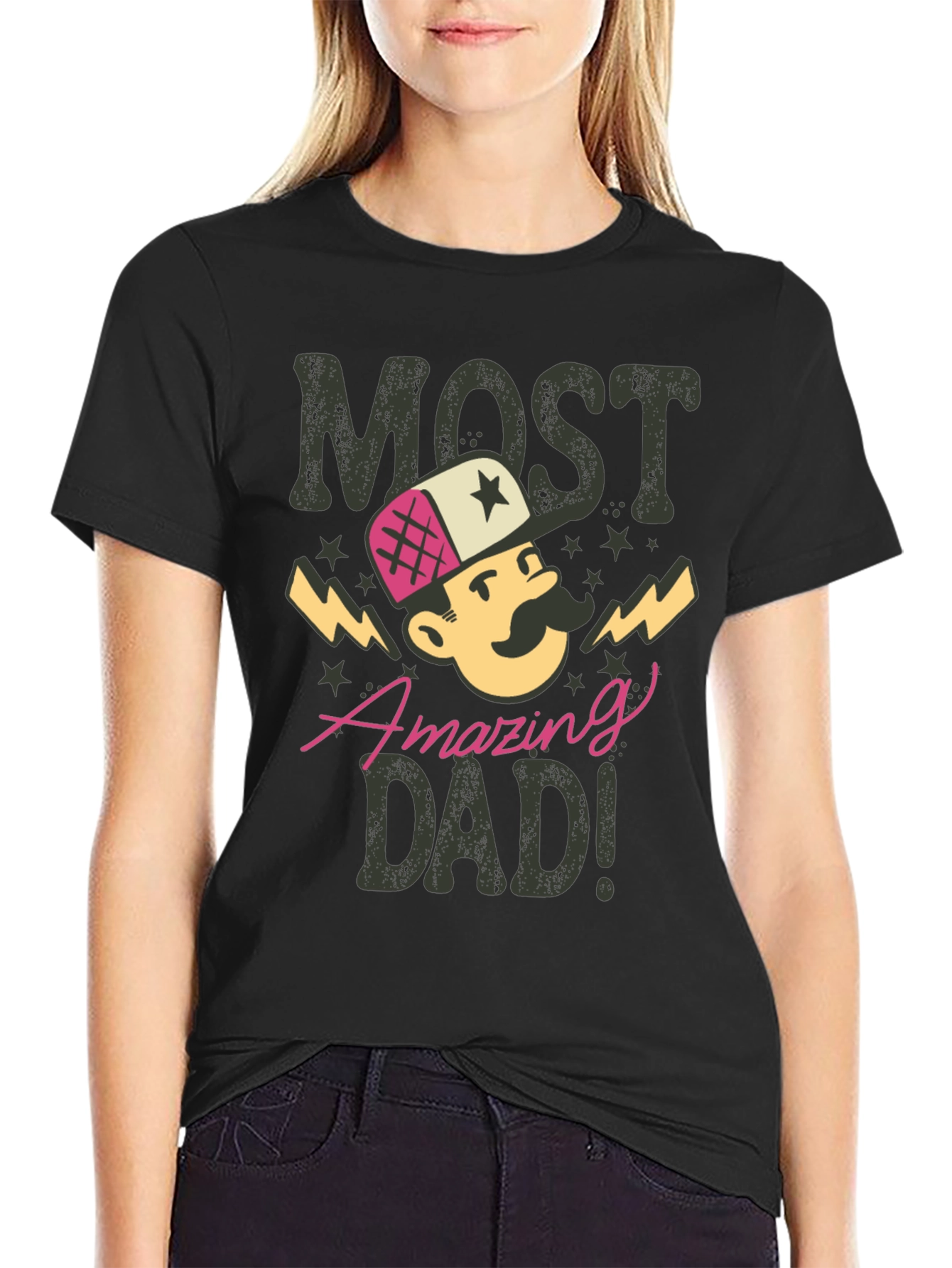 Black Most Amazing Dad T-Shirt - Novelty Gift for Father's Day! view 2