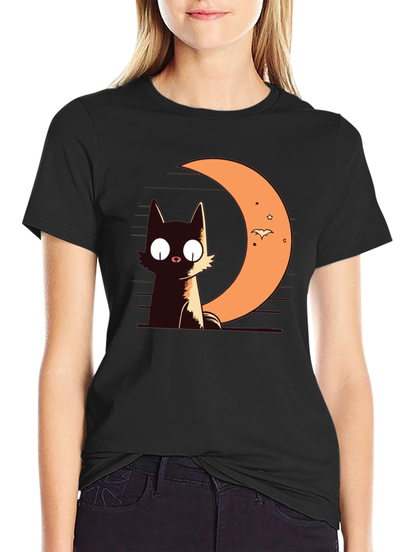 Black Cat Moon Graphic Tee - 2