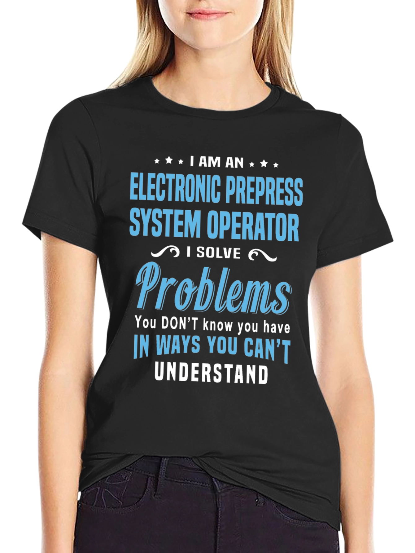 Black Electronic Prepress System Operator T-Shirt view 2