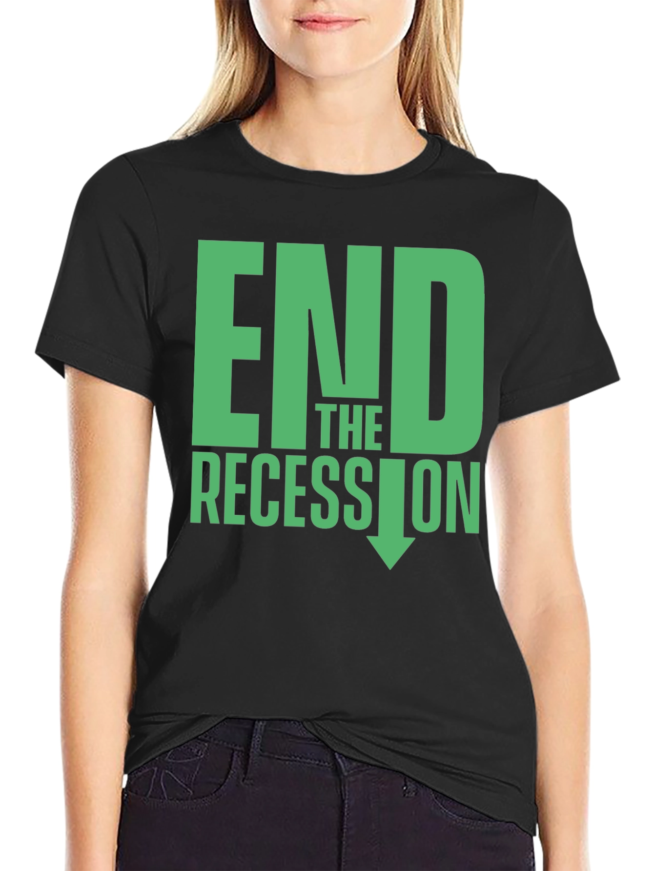 Black End the Recession Graphic T-Shirt view 2