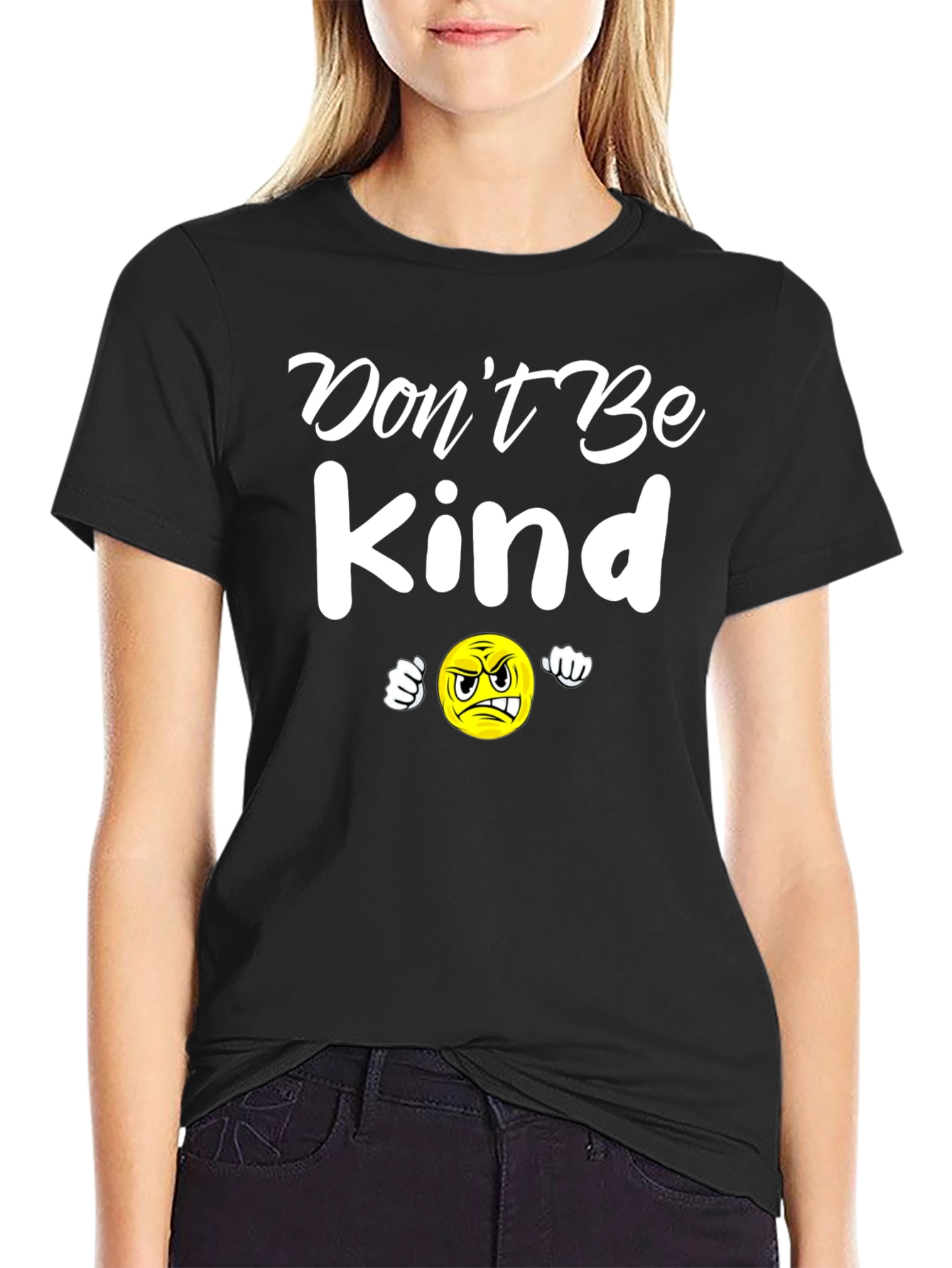 Black Don't Be Kind T-Shirt - Funny Angry Emoji Tee view 2