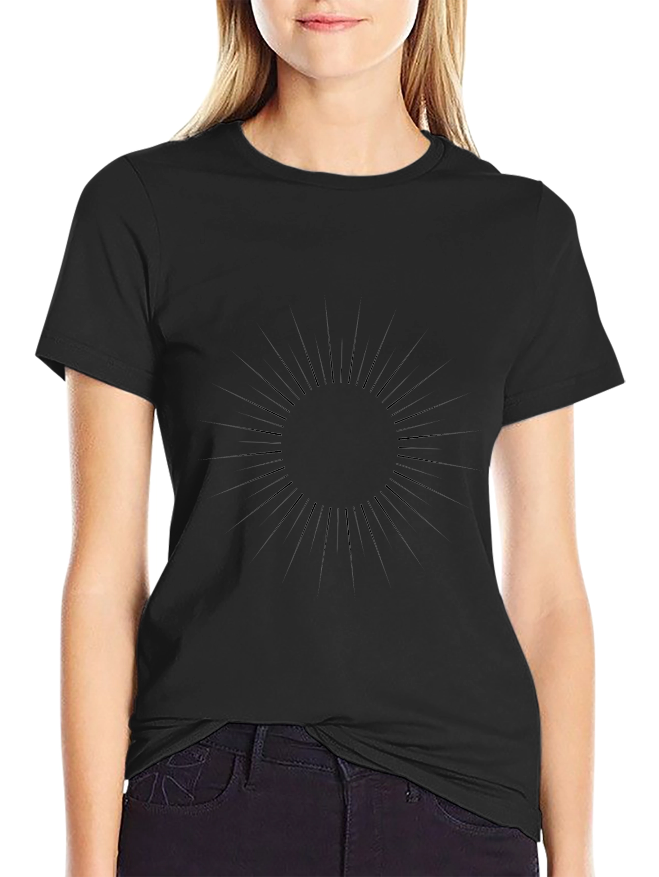 Black Men's Black Graphic Tee - Sunburst Design view 2