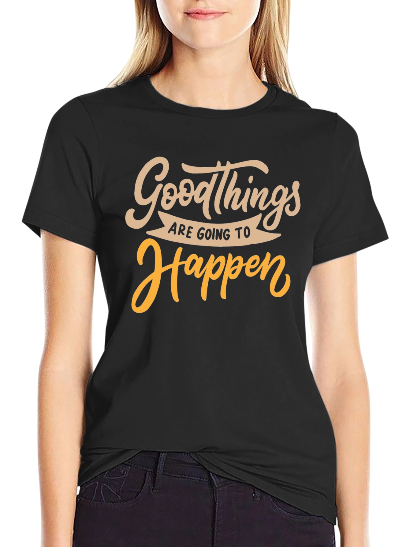 Black Good Things Happen Black Graphic Tee view 2