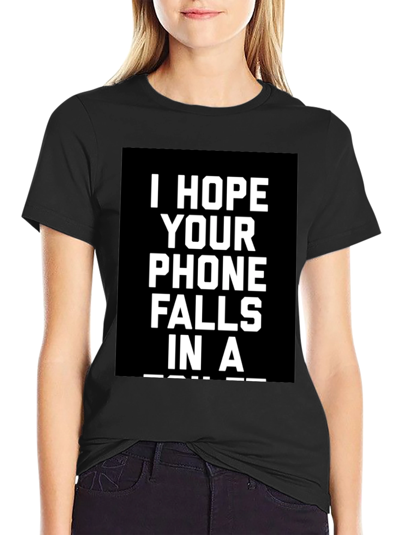 Black Humorous Phone Curse T-Shirt view 2