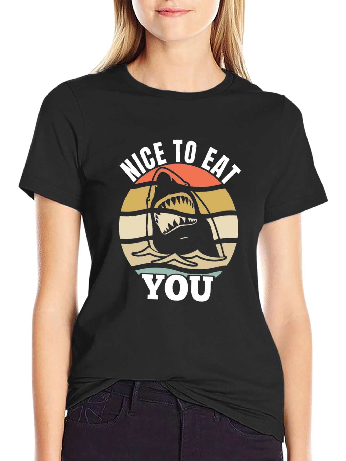 Black Nice to Eat You Shark Graphic Tee view 2