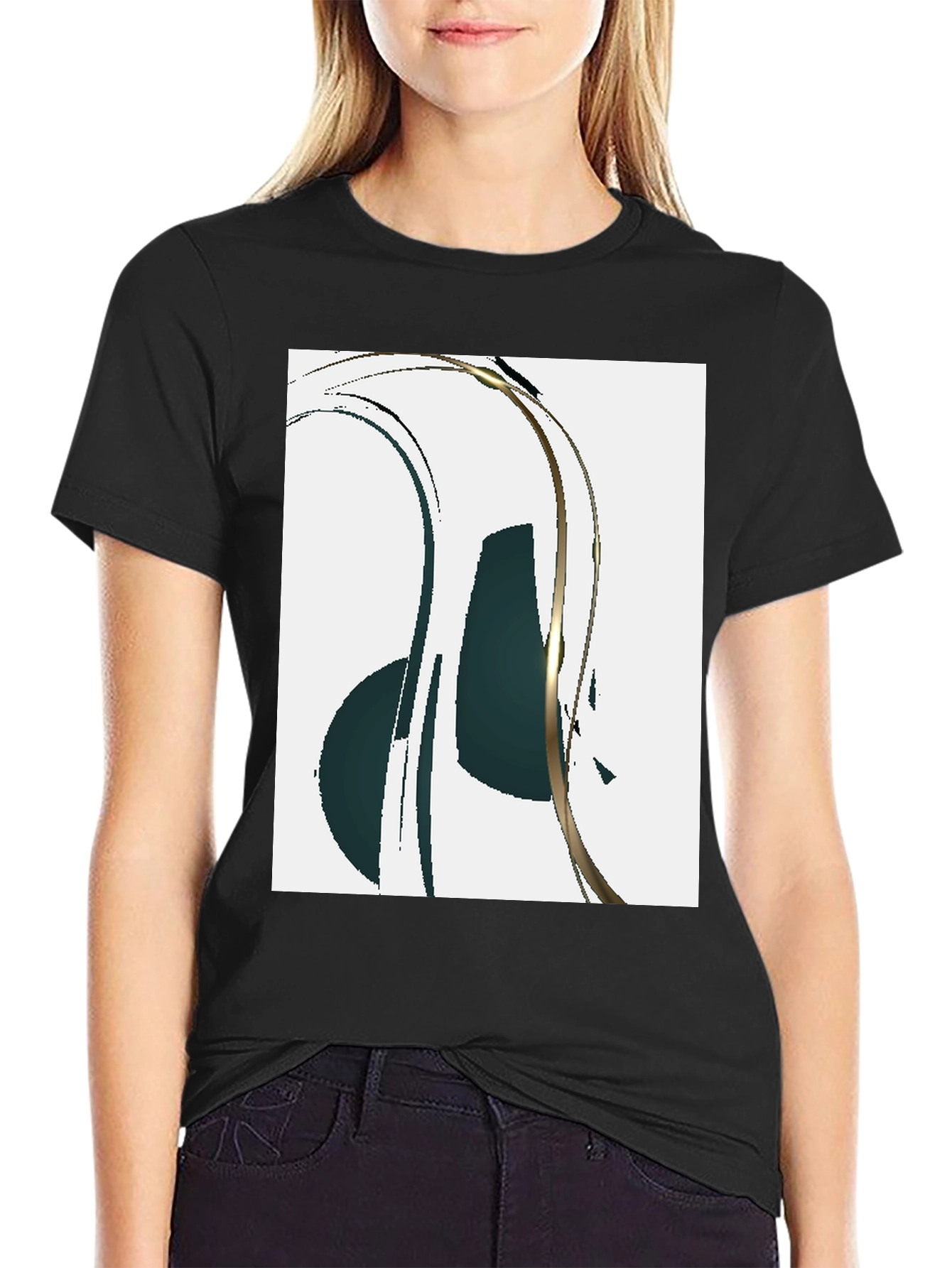 Black Abstract Art Black T-Shirt view 2