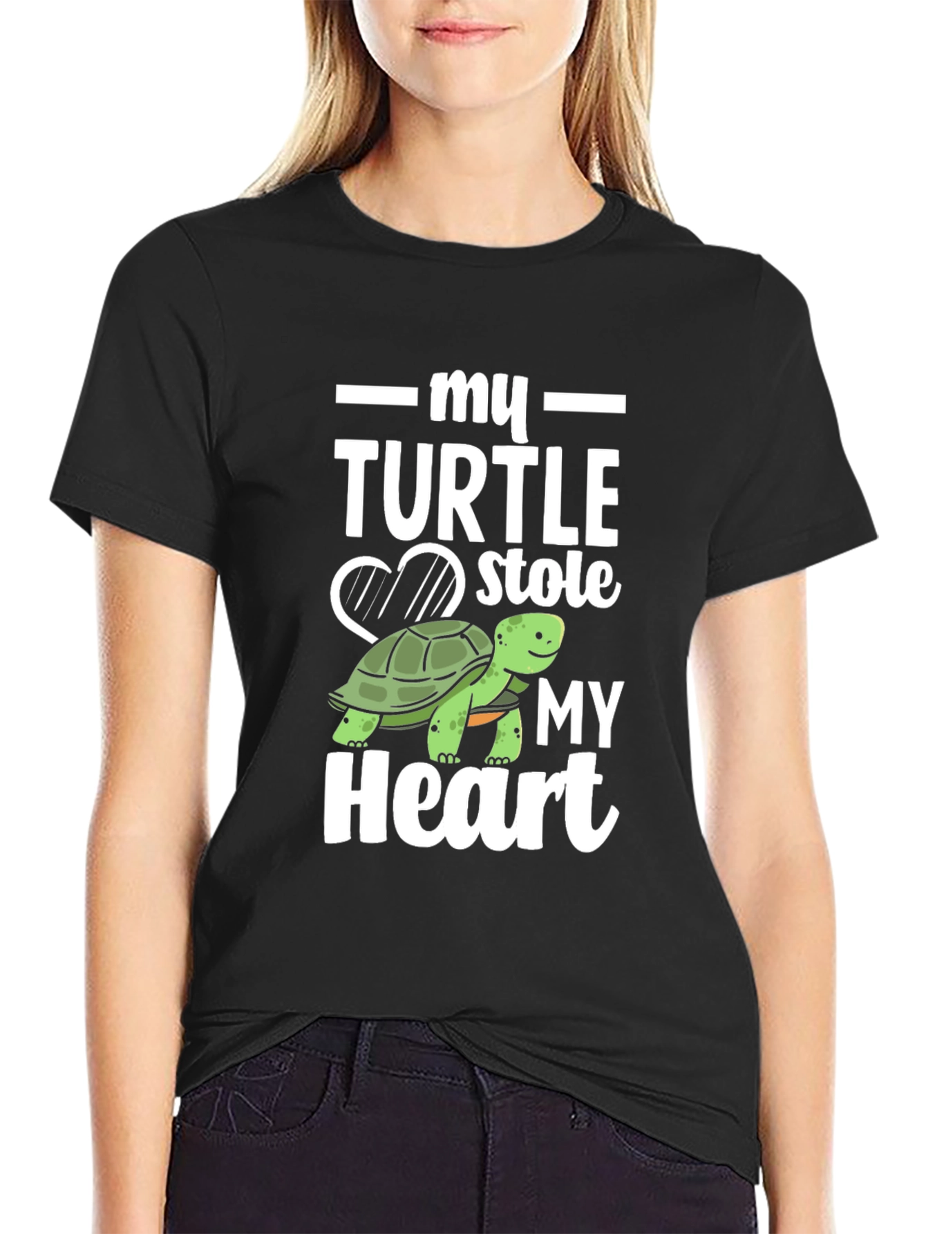 Black My Turtle Stole My Heart Graphic Tee view 2