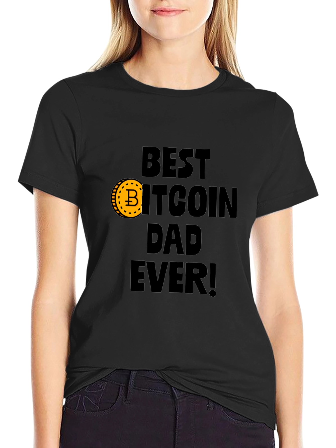 Black Best Bitcoin Dad Ever Black T-Shirt view 2