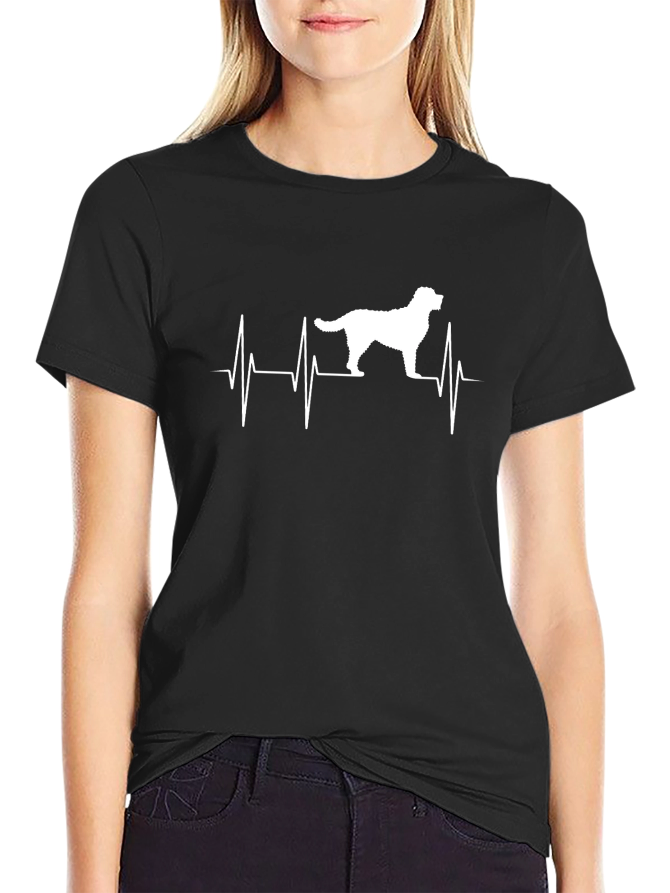 Black Dog Lover Heartbeat T-Shirt view 2