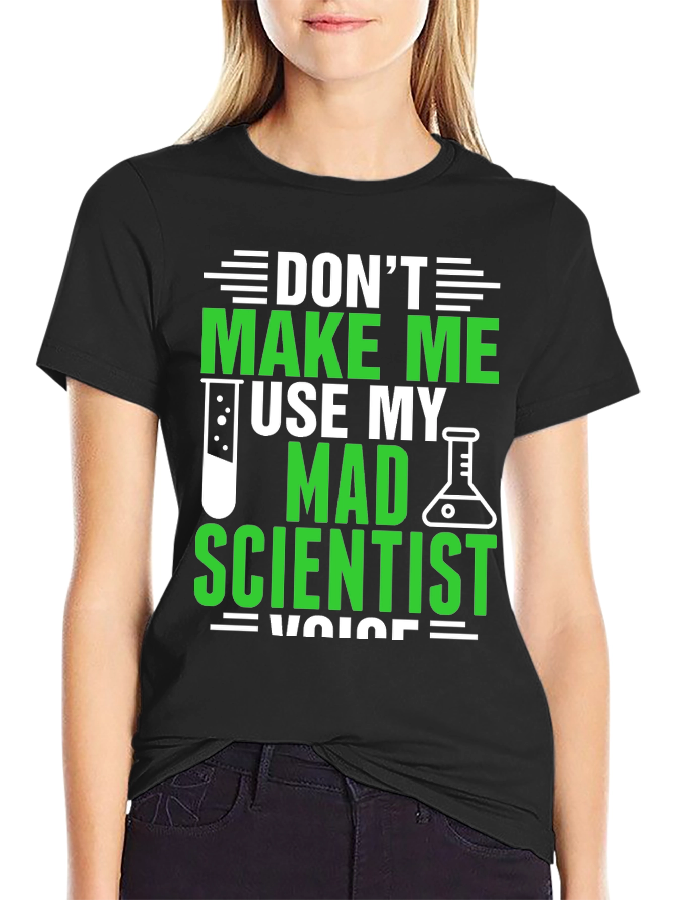 Black Mad Scientist Voice T-Shirt - Funny Science Tee view 2