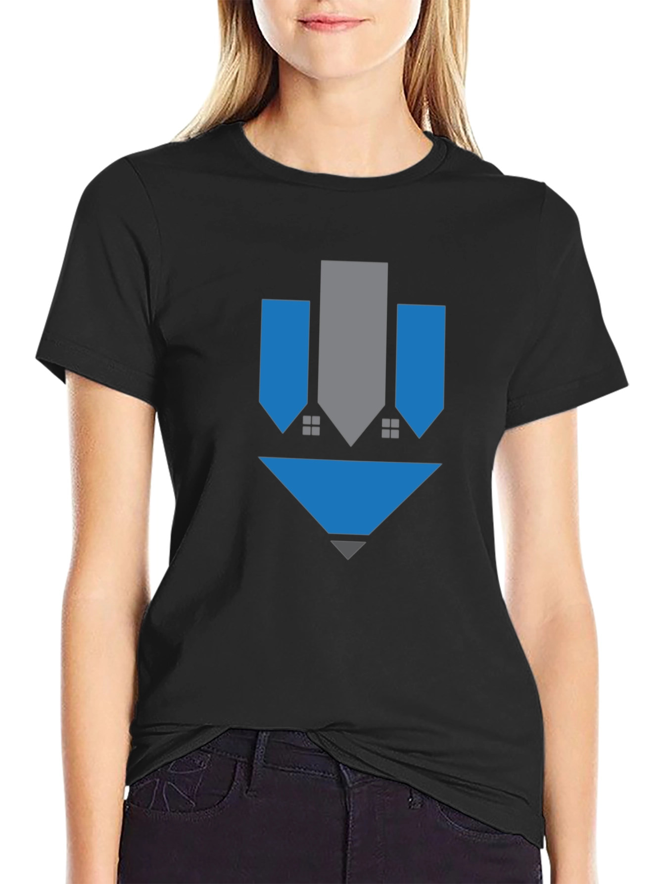 Black Geometric Arrow Graphic Tee - Stylish Minimalist Design view 2