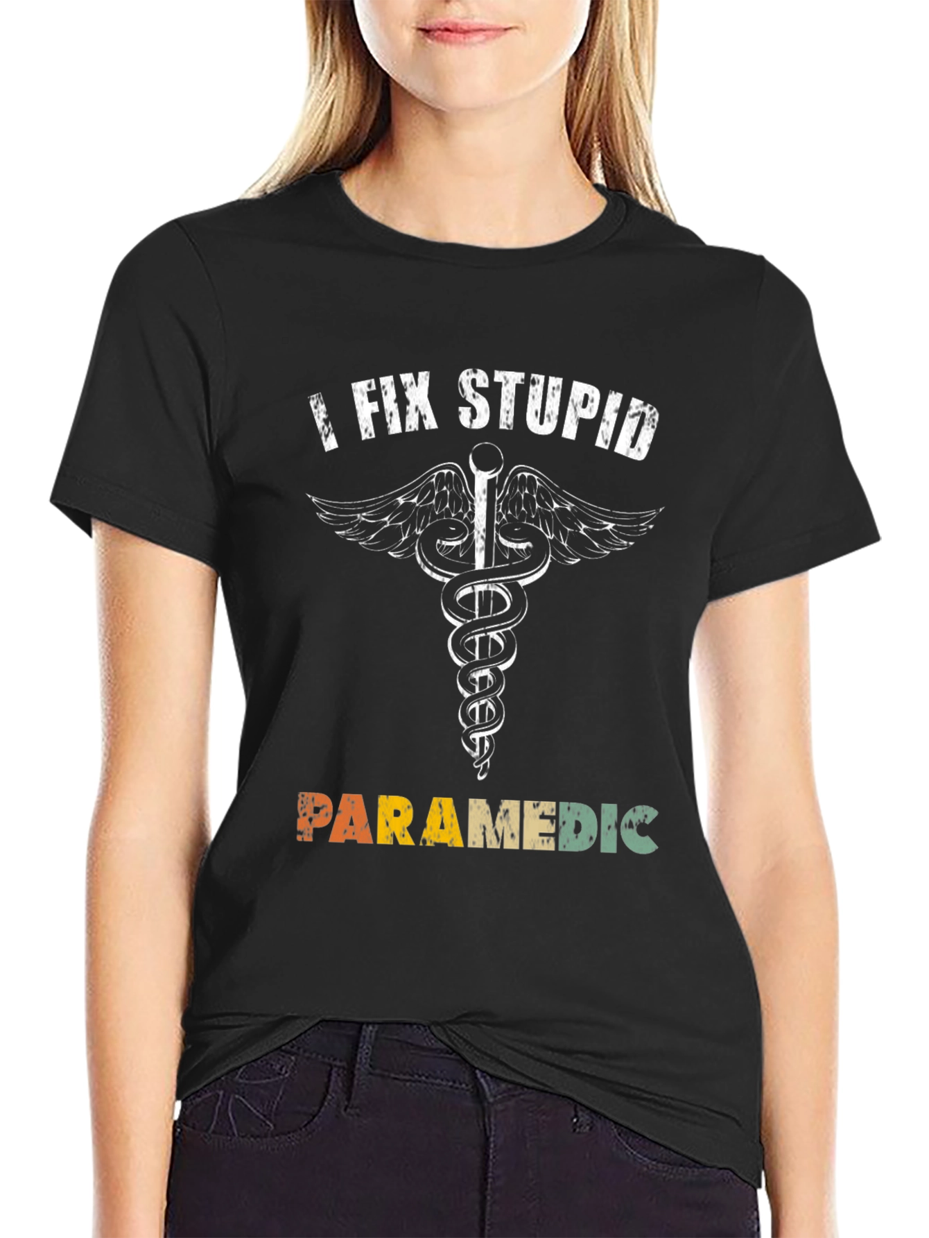 Black I Fix Stupid Paramedic T-Shirt view 2