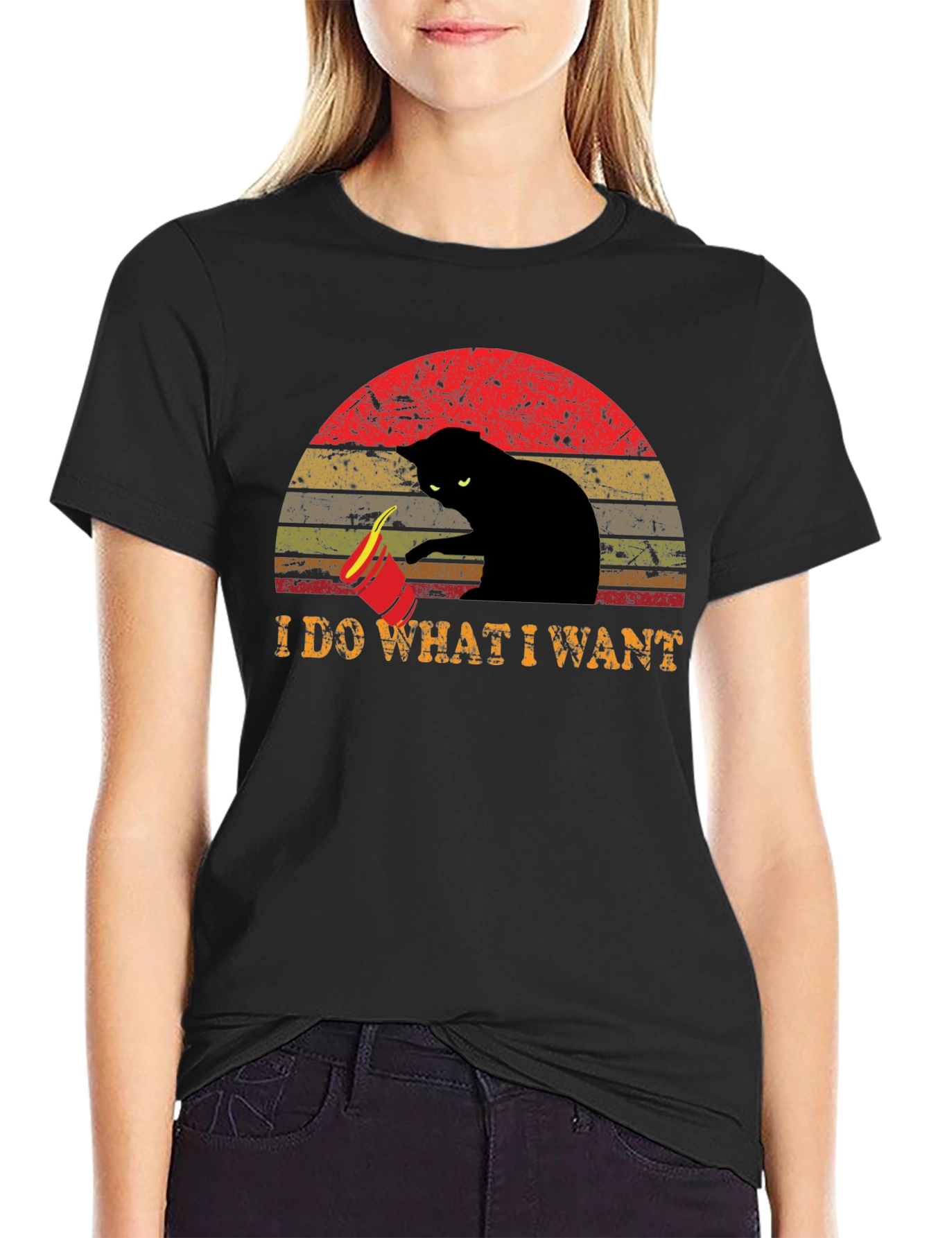 Black I Do What I Want Cat T-Shirt view 2