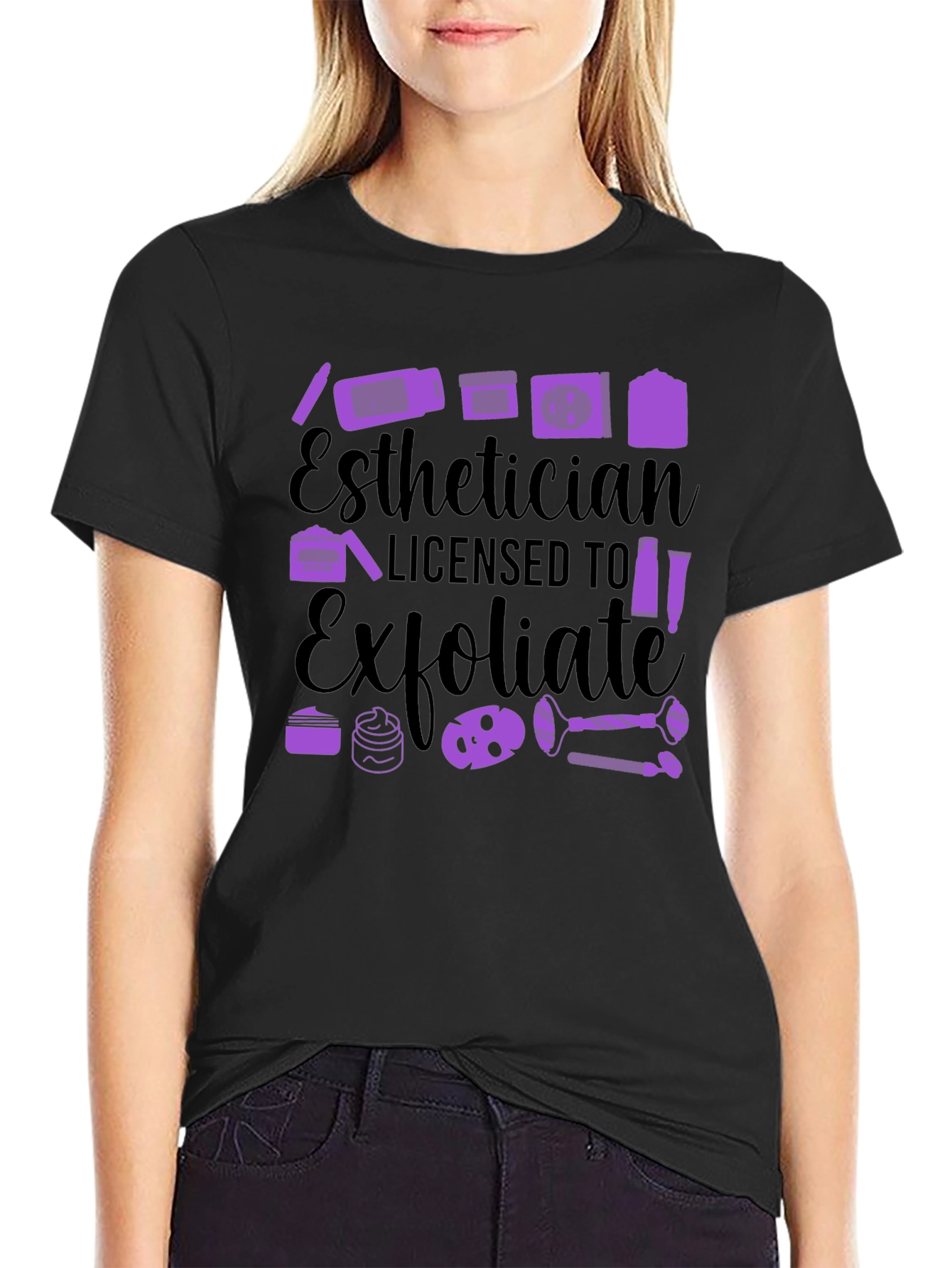 Black Esthetician Licensed to Exfoliate T-Shirt view 2