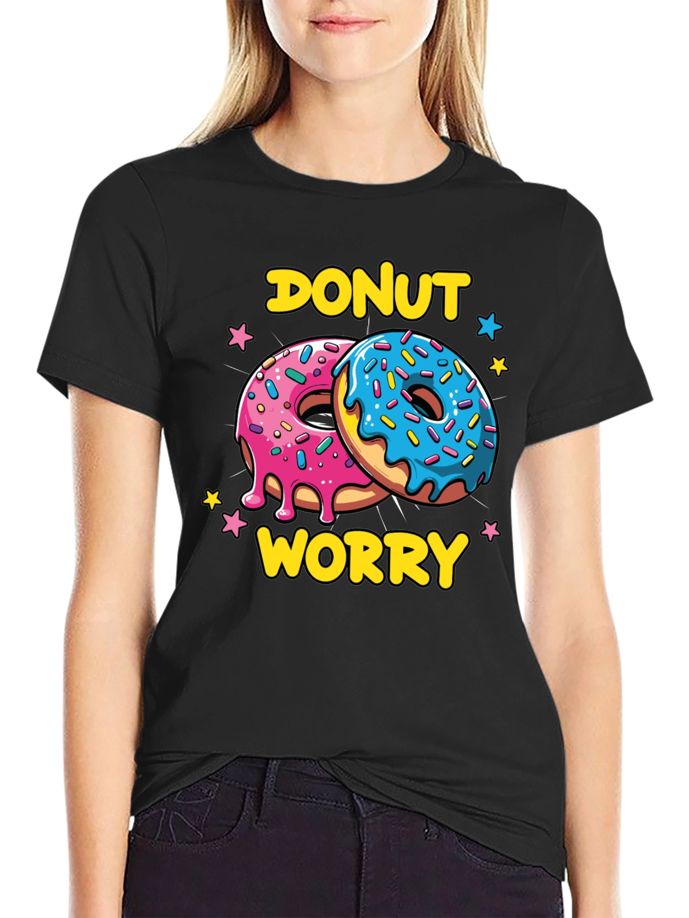 Black Donut Worry Graphic Tee - Comfort and Style view 2