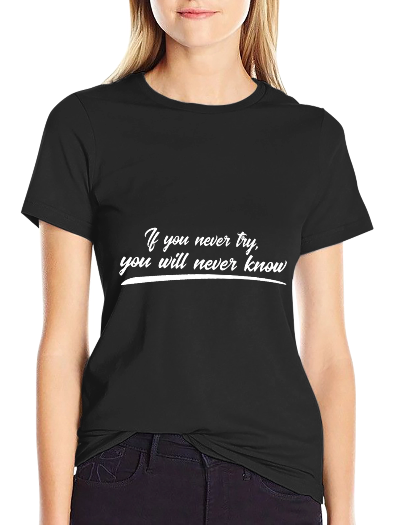 Black Inspirational Quote Black T-Shirt view 2