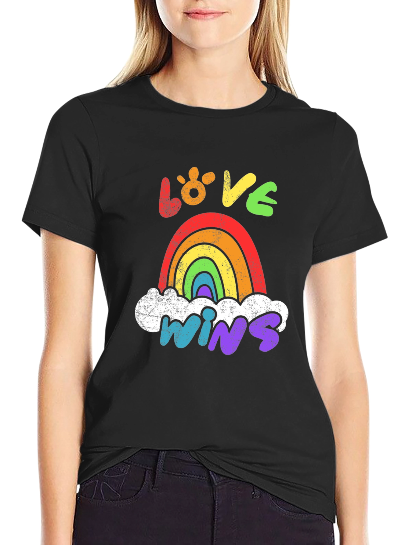 Black Love Wins Rainbow Graphic Tee view 2
